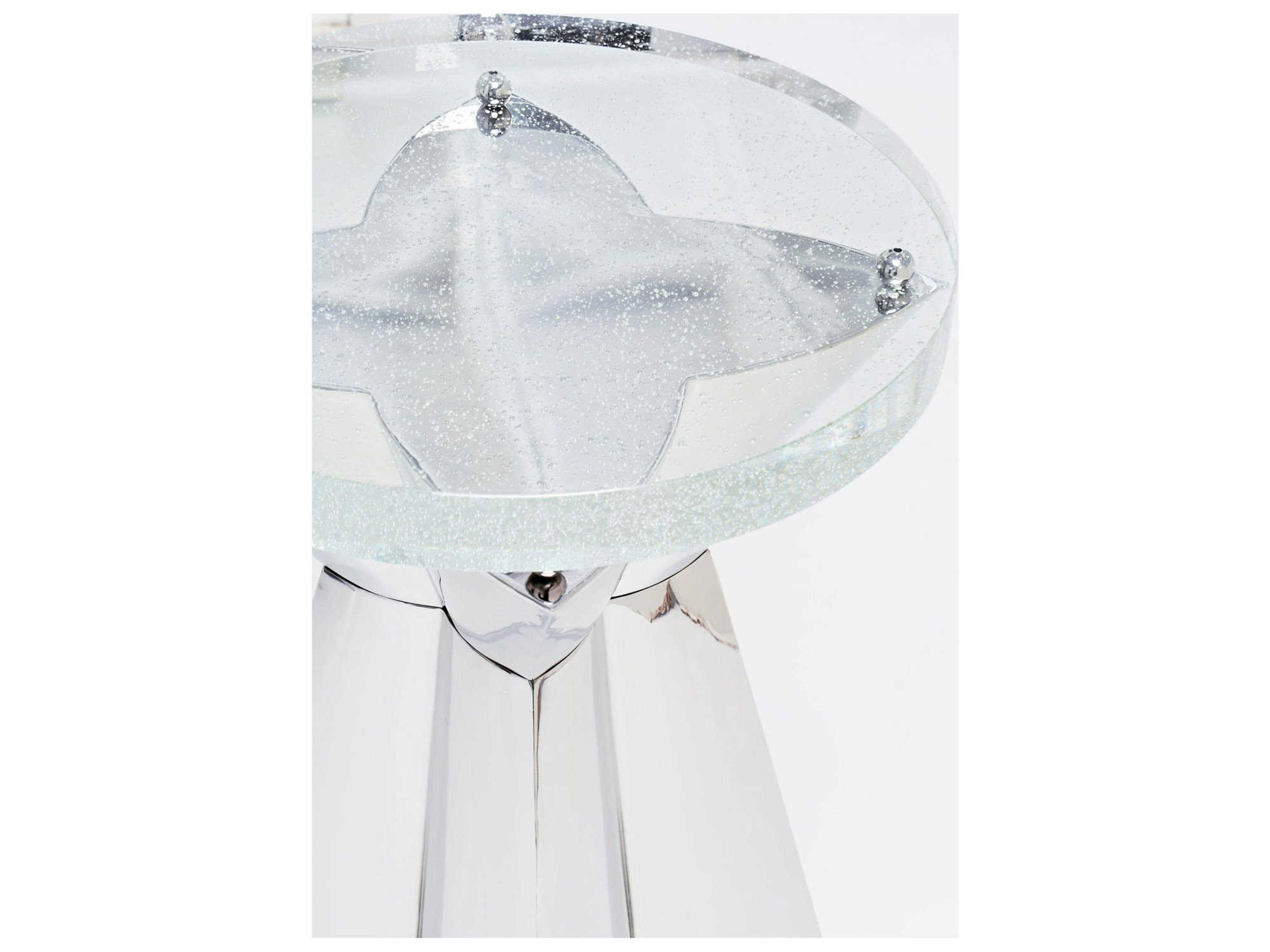 Bernhardt Interiors Casegoods Anika Round Glass Silver Clear End Table