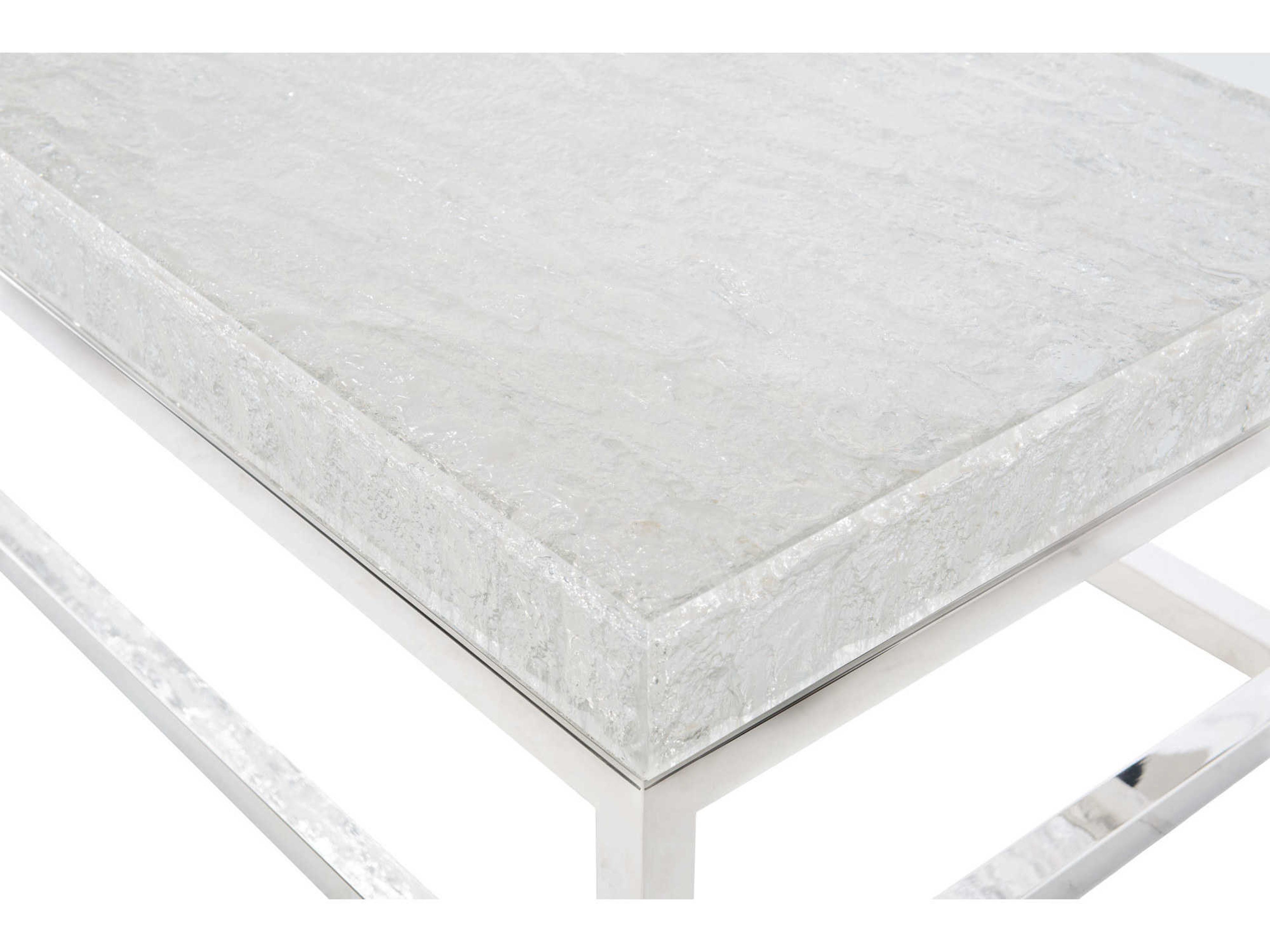 Bernhardt Interiors Arctic Rectangular Plastic Clear Polished Stainless Steel Cocktail Table