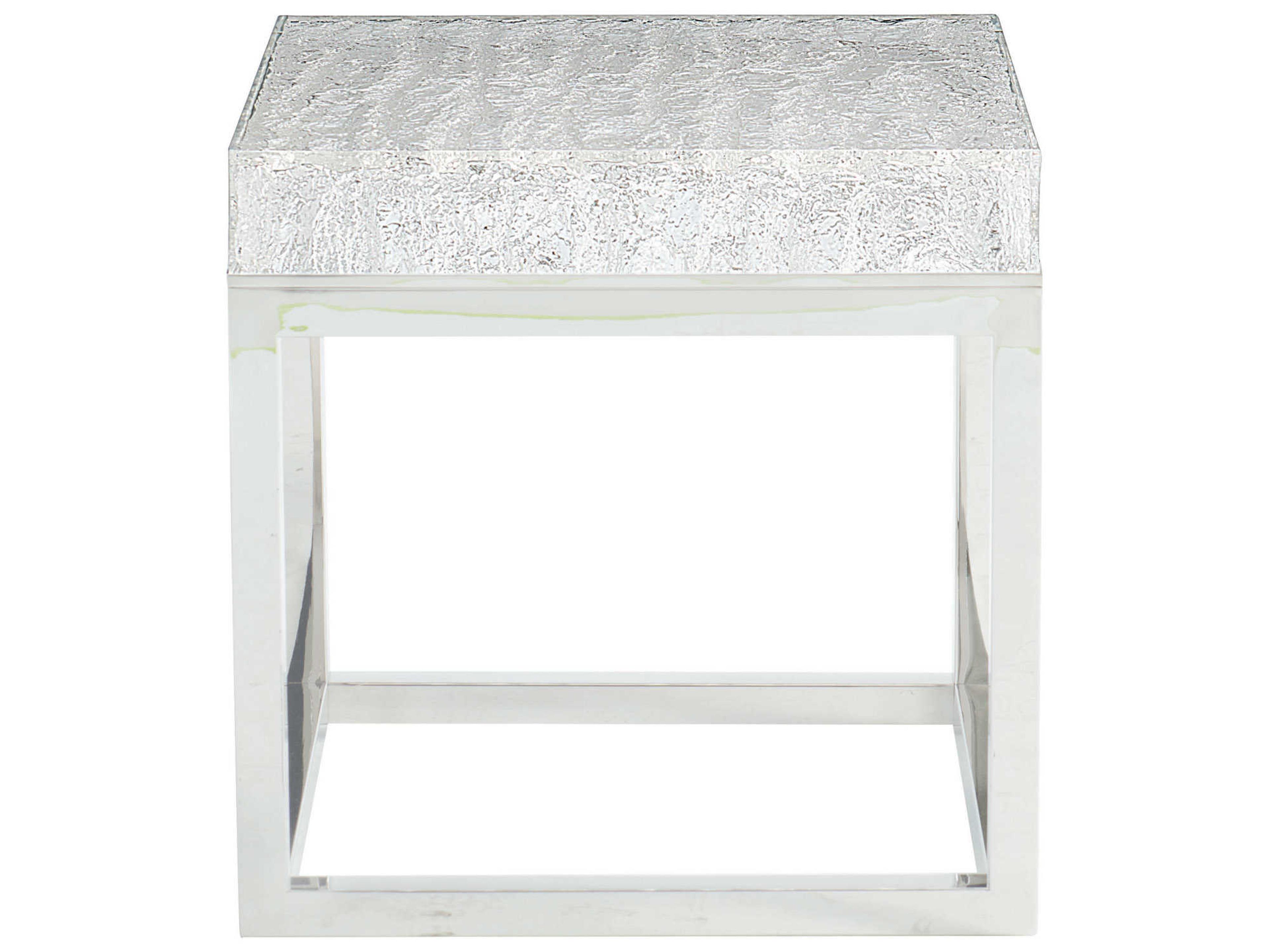Arctic End Table Clear Acrylic Top Polished Stainless Steel Base