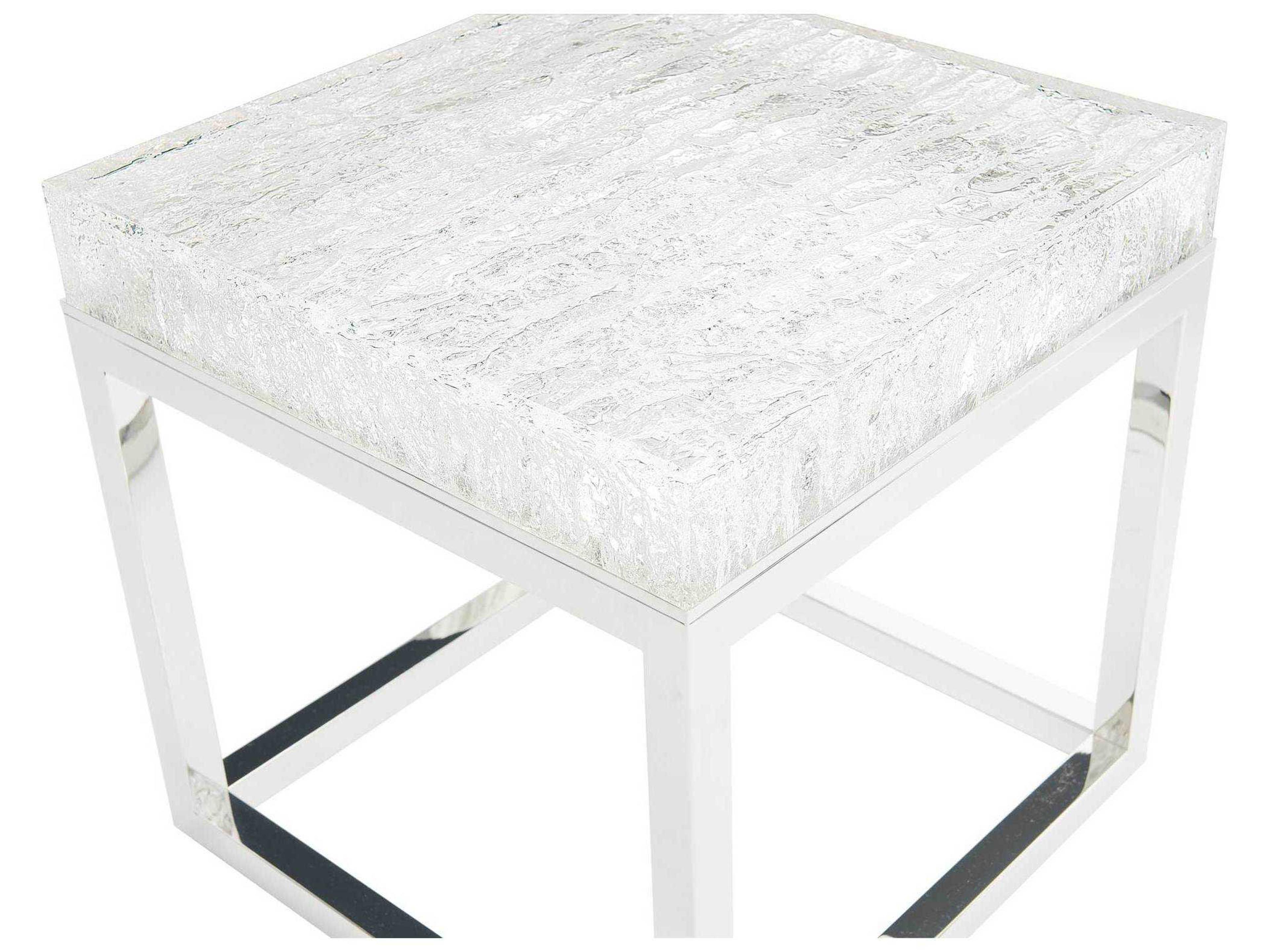 Bernhardt Interiors Casegoods Arctic Square Plastic Silver Clear End Table