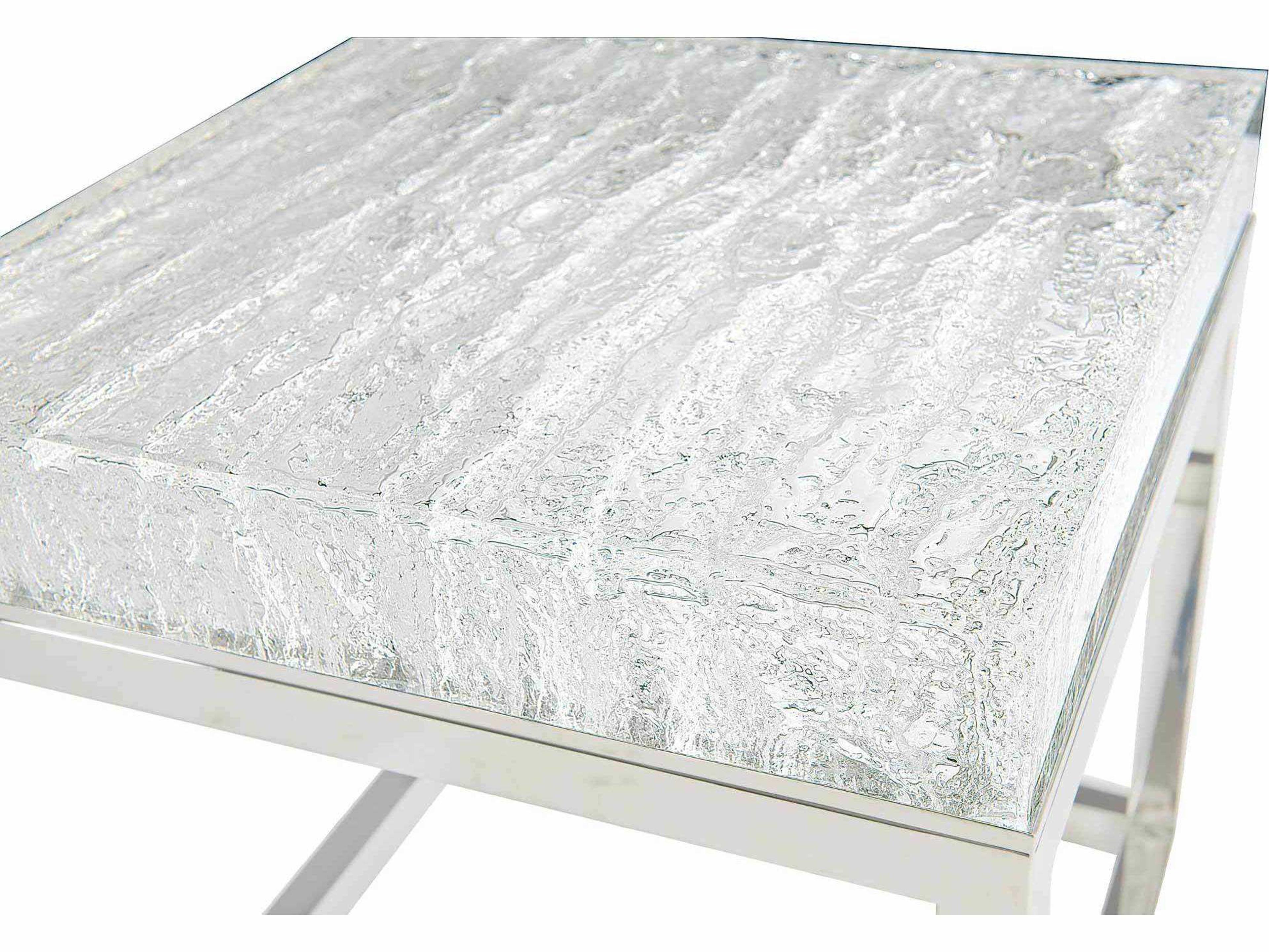 Bernhardt Interiors Casegoods Arctic Square Plastic Silver Clear End Table