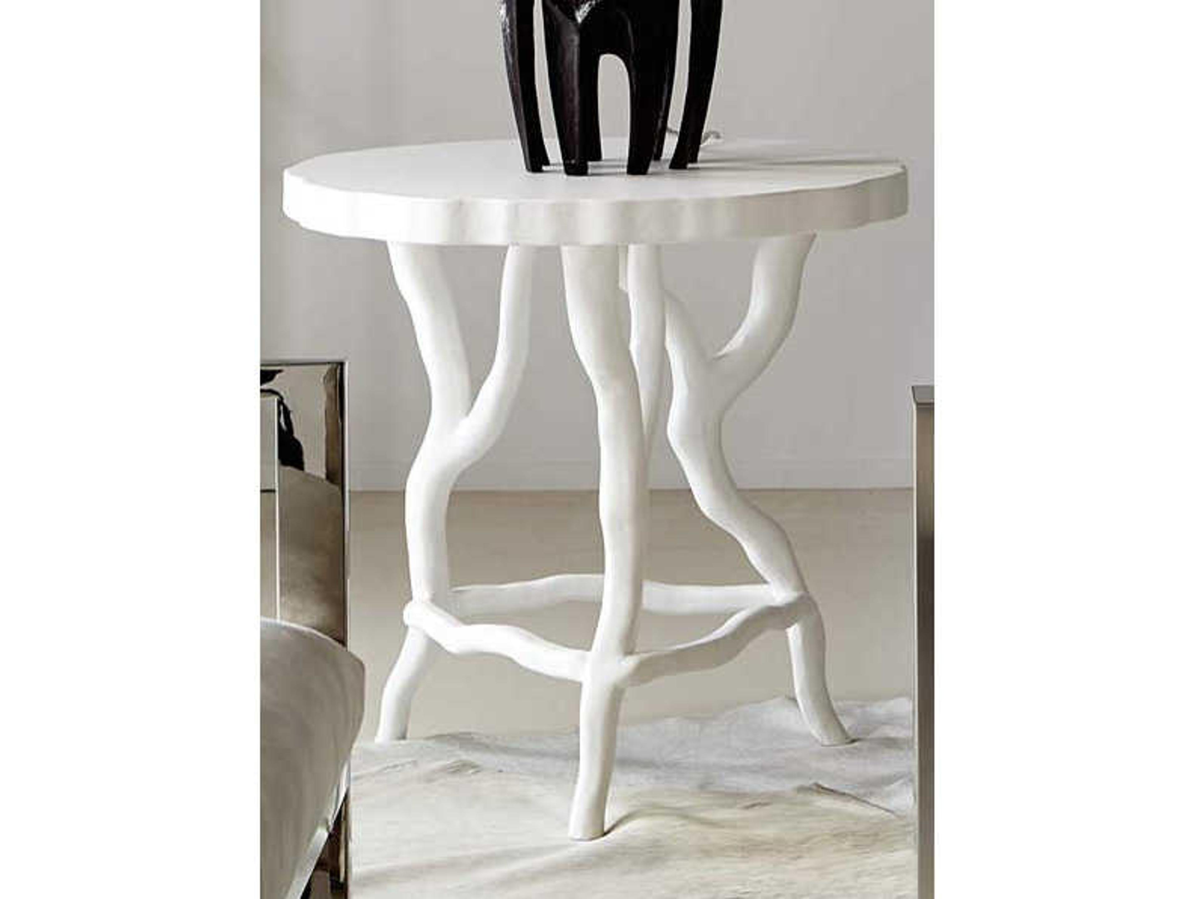 Bernhardt Interiors Casegoods Arbor Round Chalky White Chairside Table