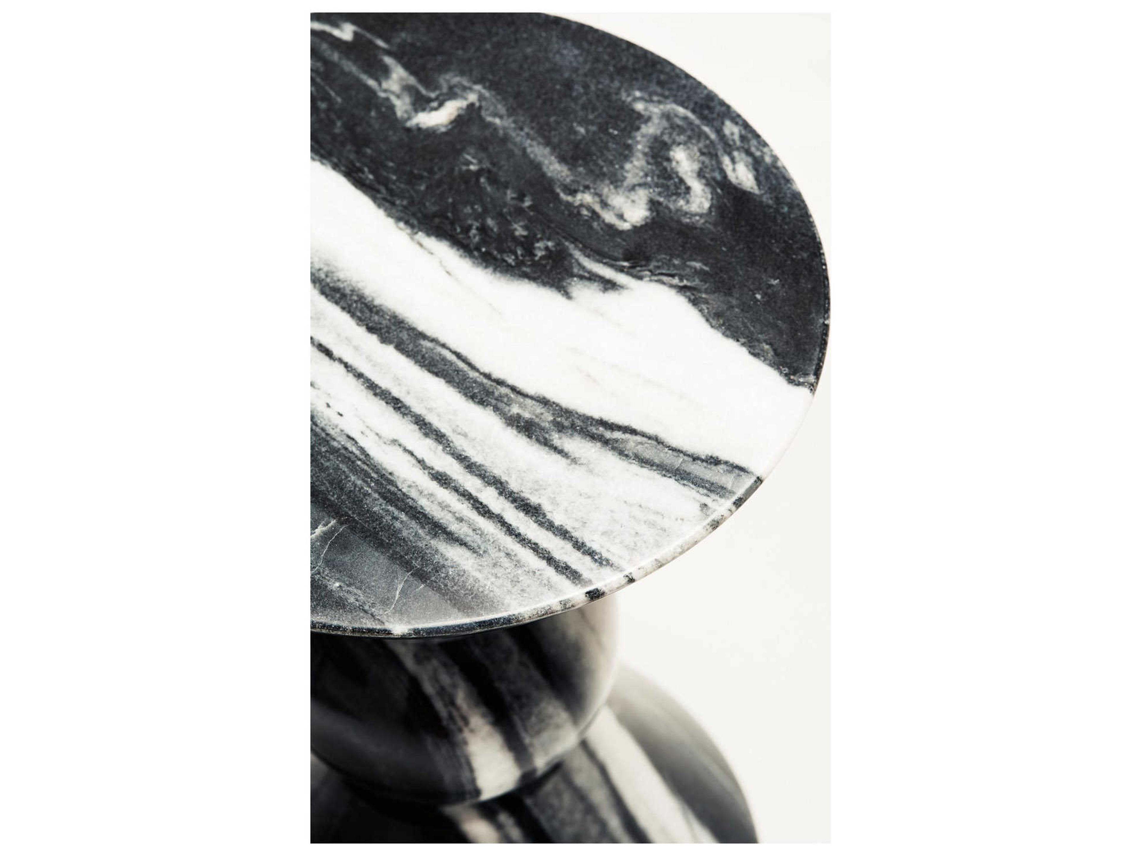 Bernhardt Interiors Casegoods Jax Round Marble Black White Drink Table