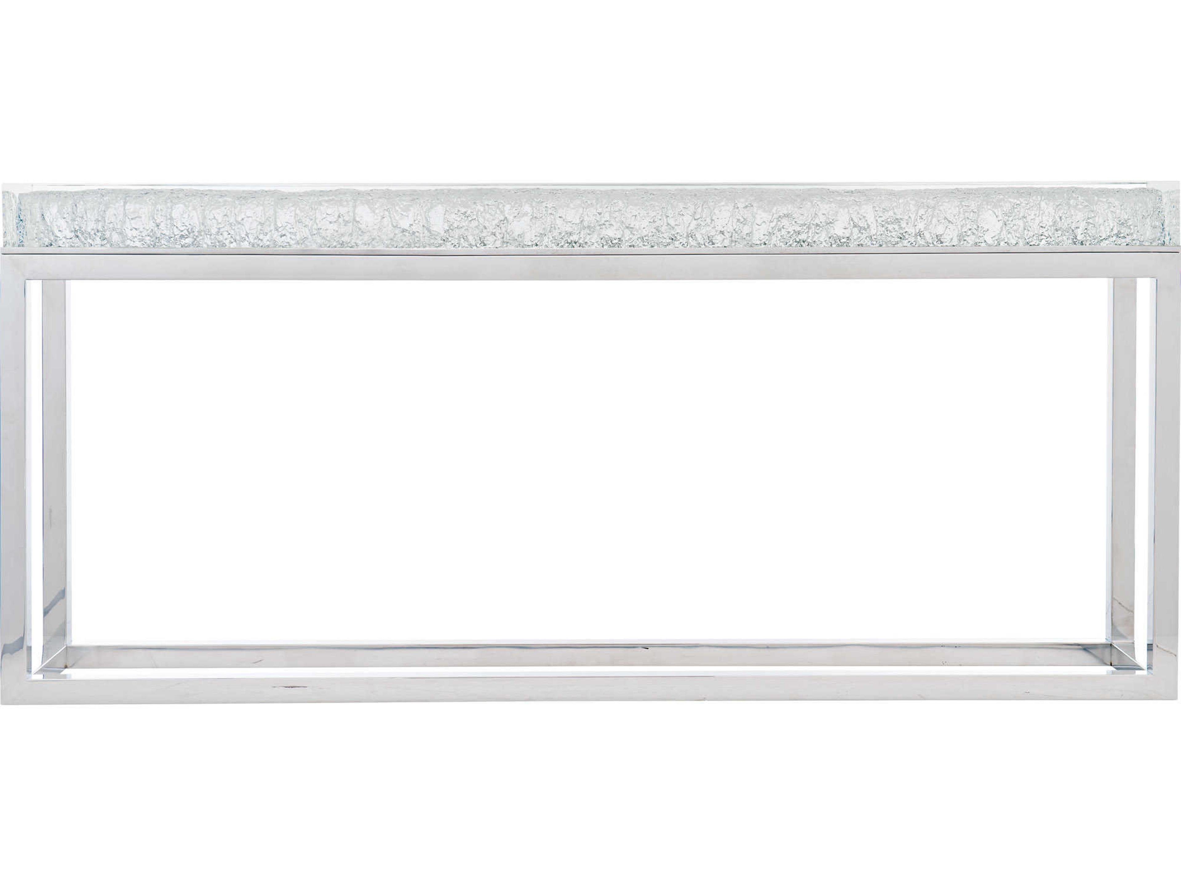 Bernhardt Interiors Casegoods Arctic Rectangular Clear Polished Stainless Steel Console Table