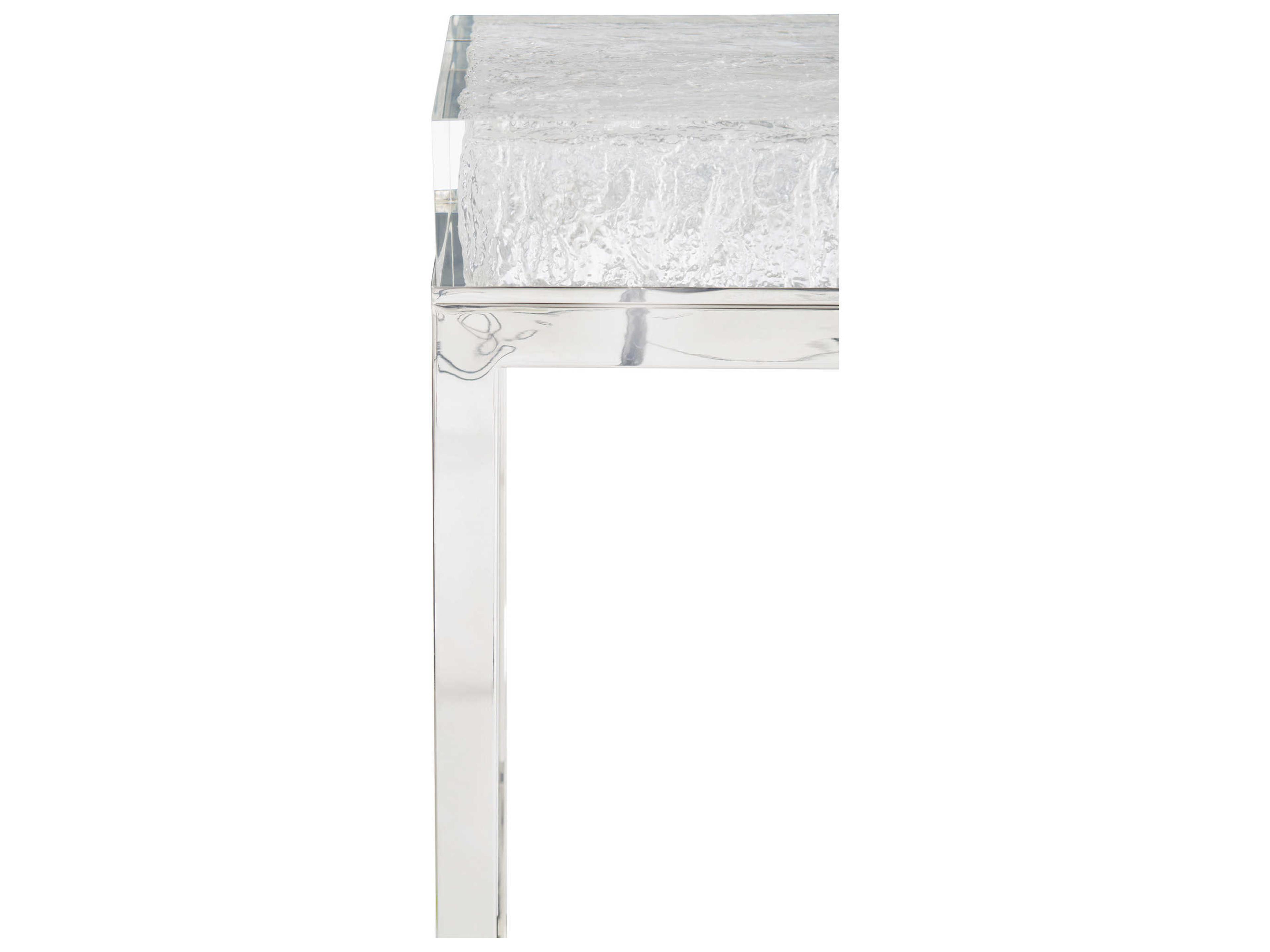 Bernhardt Interiors Casegoods Arctic Rectangular Clear Polished Stainless Steel Console Table