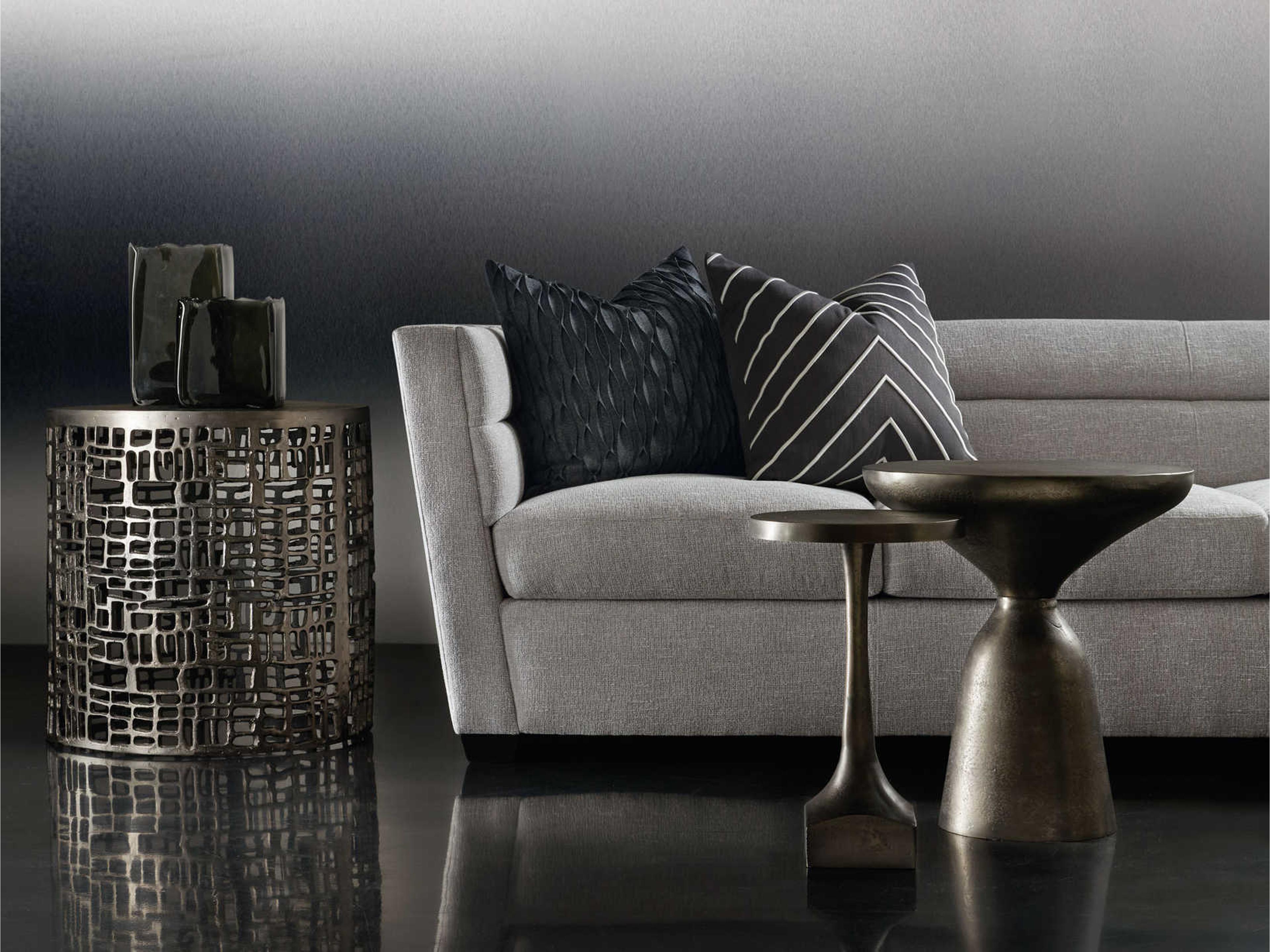 Bernhardt Interiors Aaron Round Metal Graphite End Table