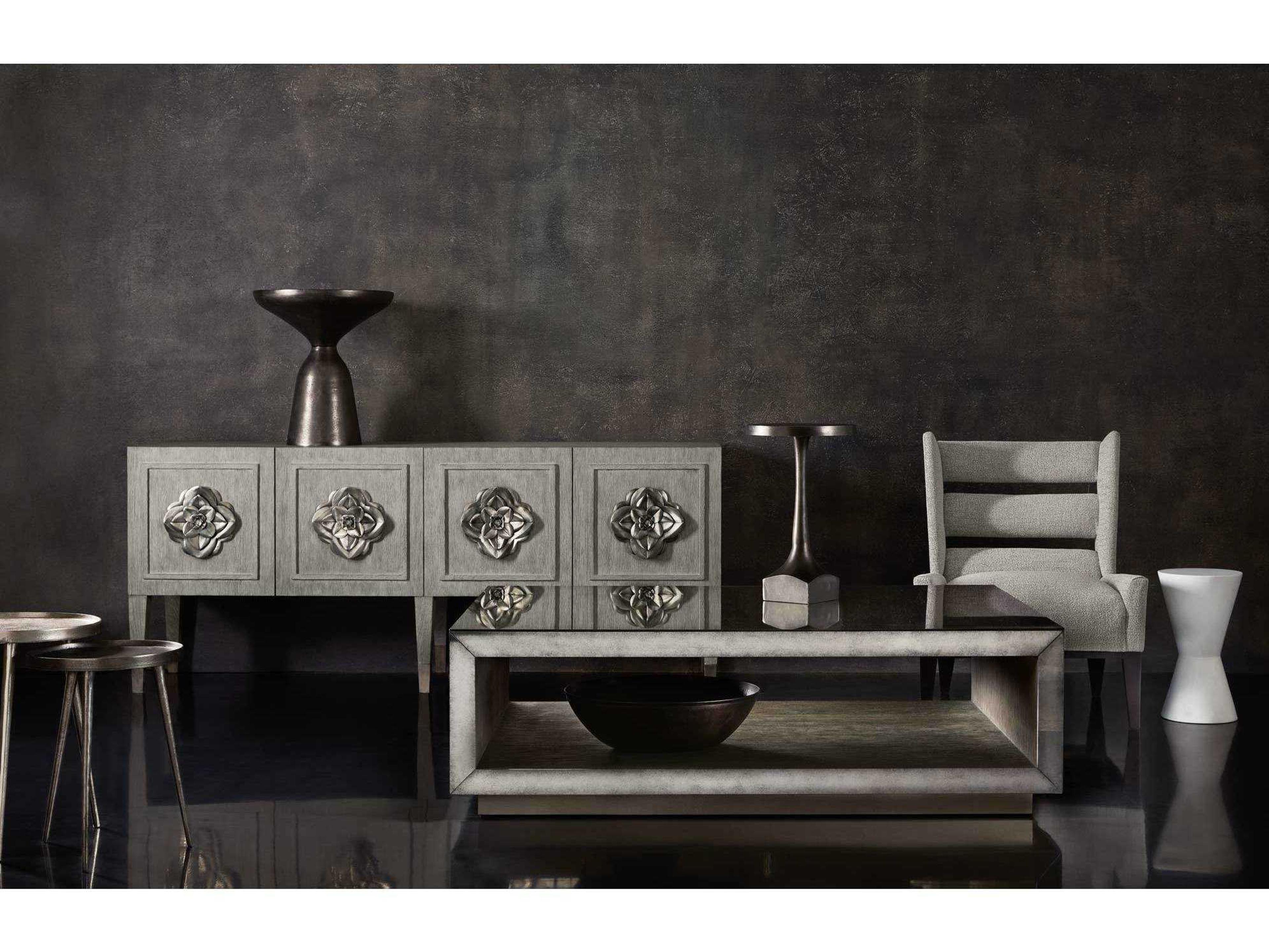 Bernhardt Interiors Thatcher Round Metal Matte Graphite Drink Table