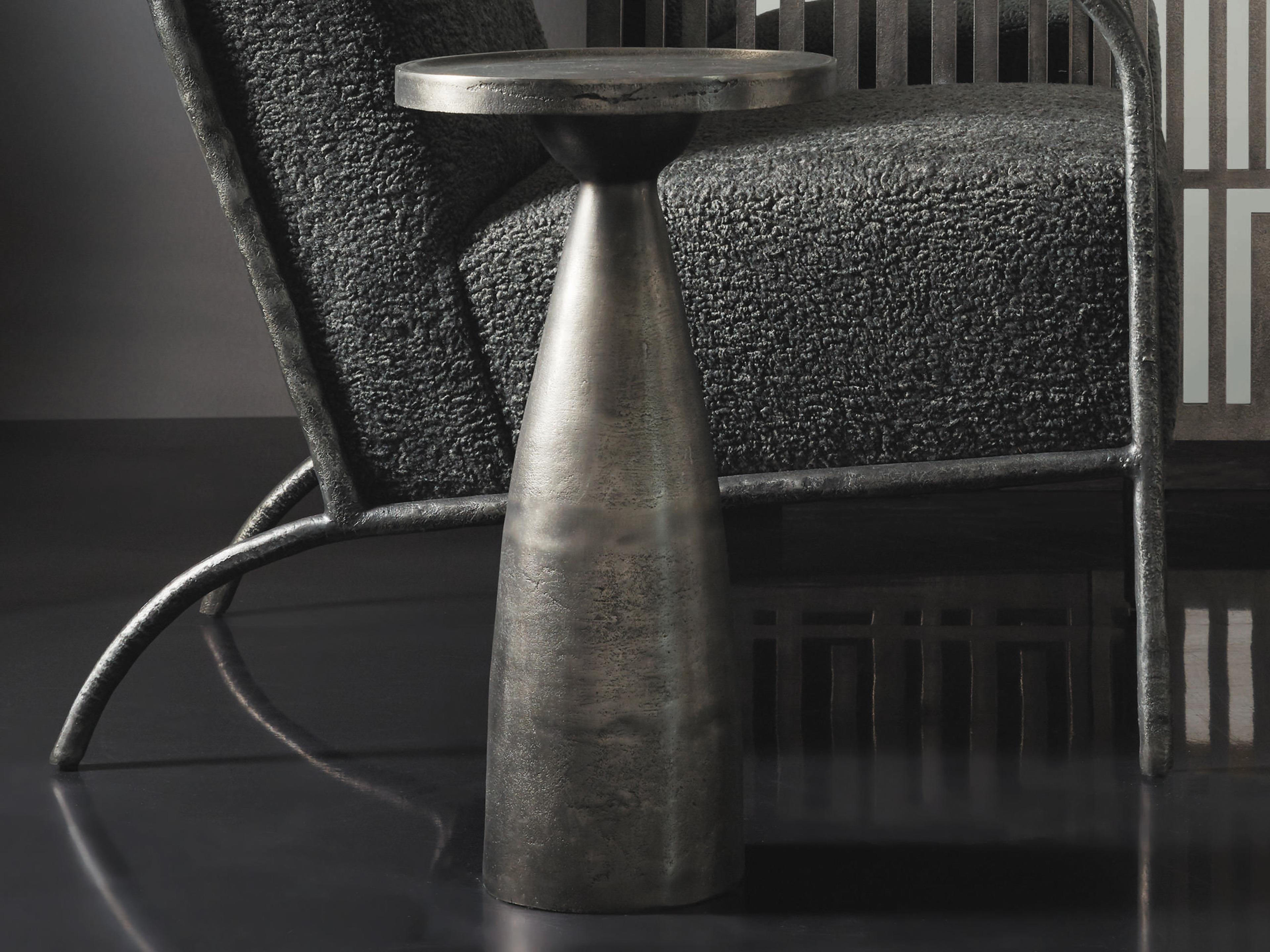 Bernhardt Interiors Casegoods Radnor Round Metal Graphite Drink Table