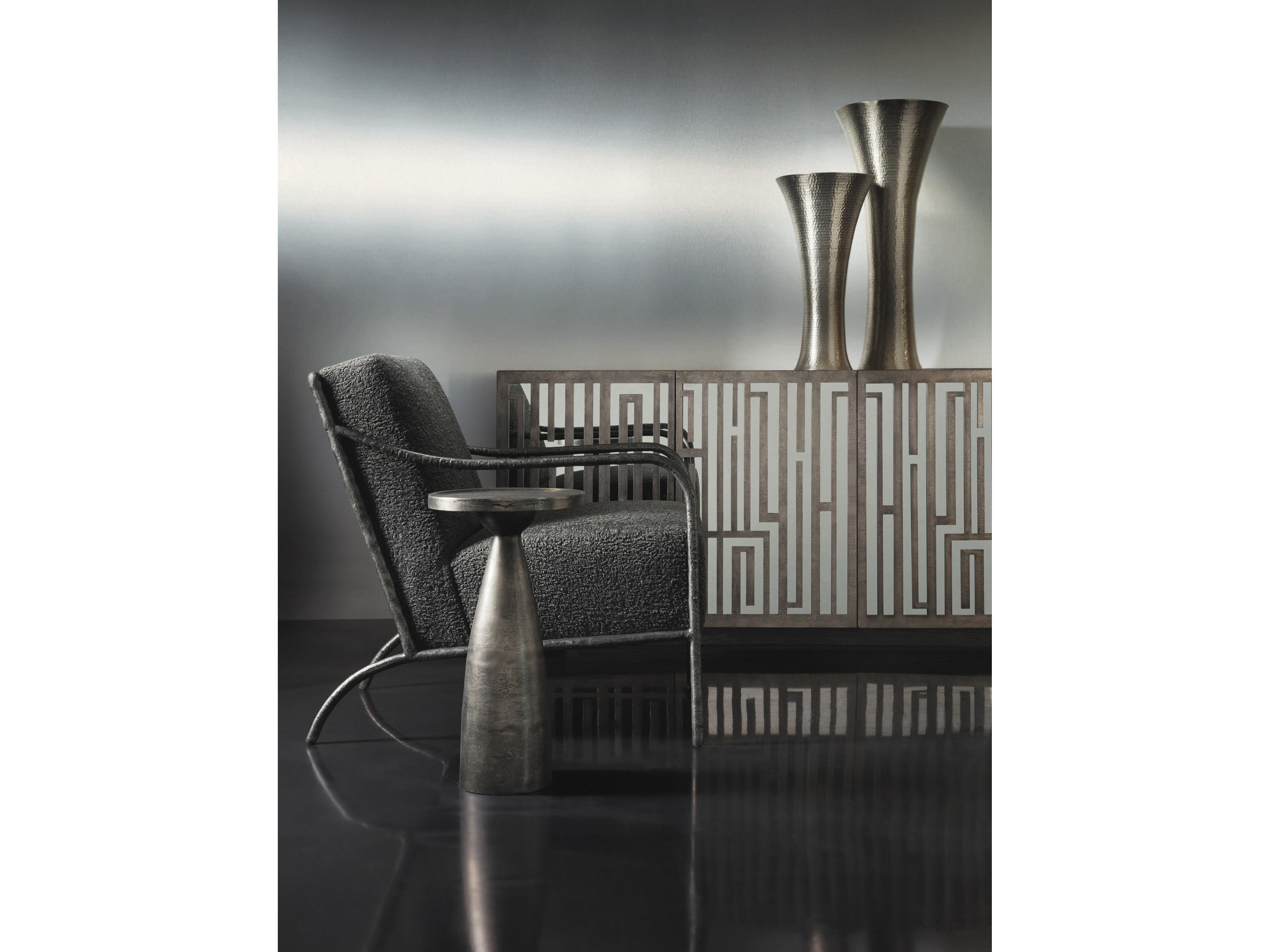 Bernhardt Interiors Casegoods Radnor Round Metal Graphite Drink Table