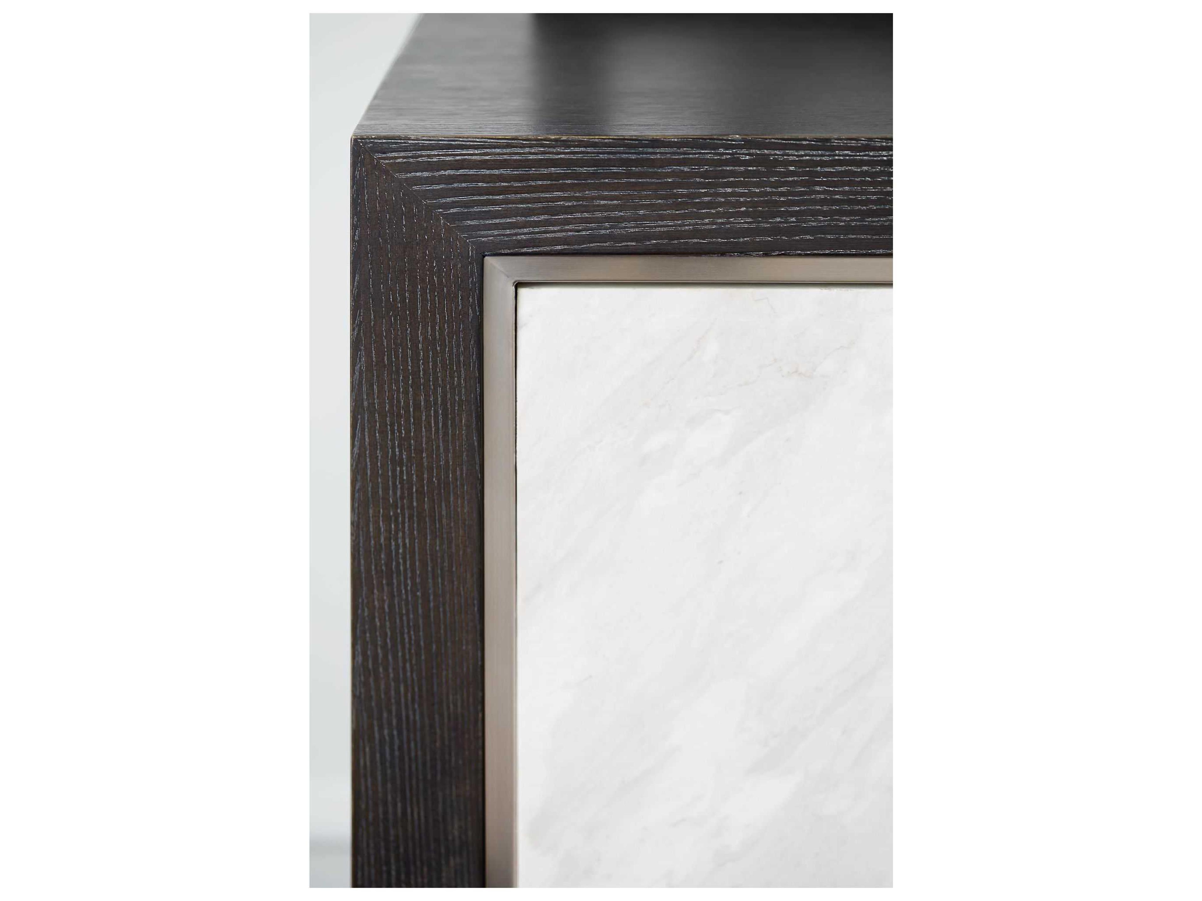 Bernhardt Decorage 84" Ash Wood Cerused Mink Silver Mist Snowflake Marble Laminate Buffet