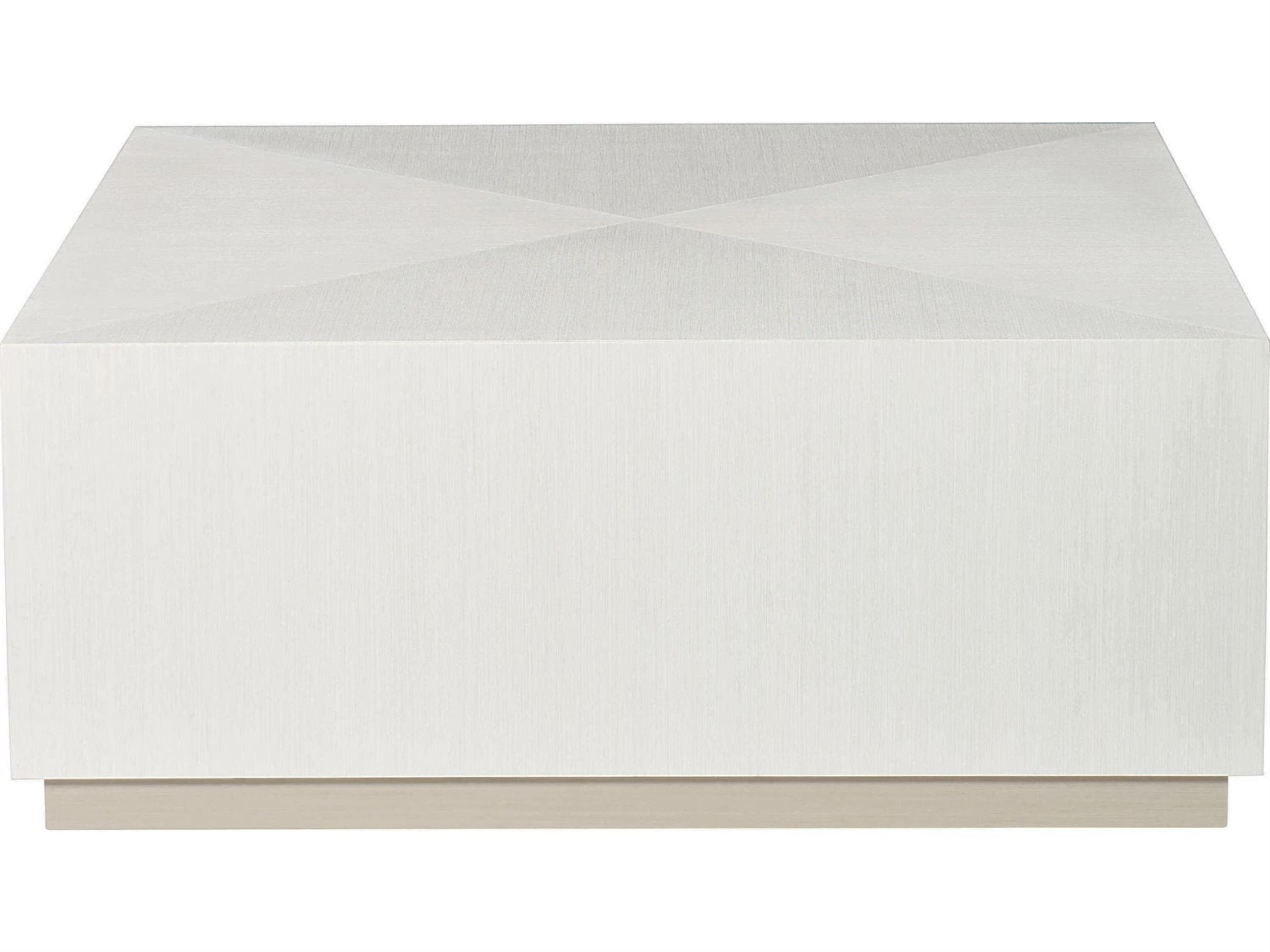 Bernhardt Axiom Square Wood Linear Gray White Cocktail Table