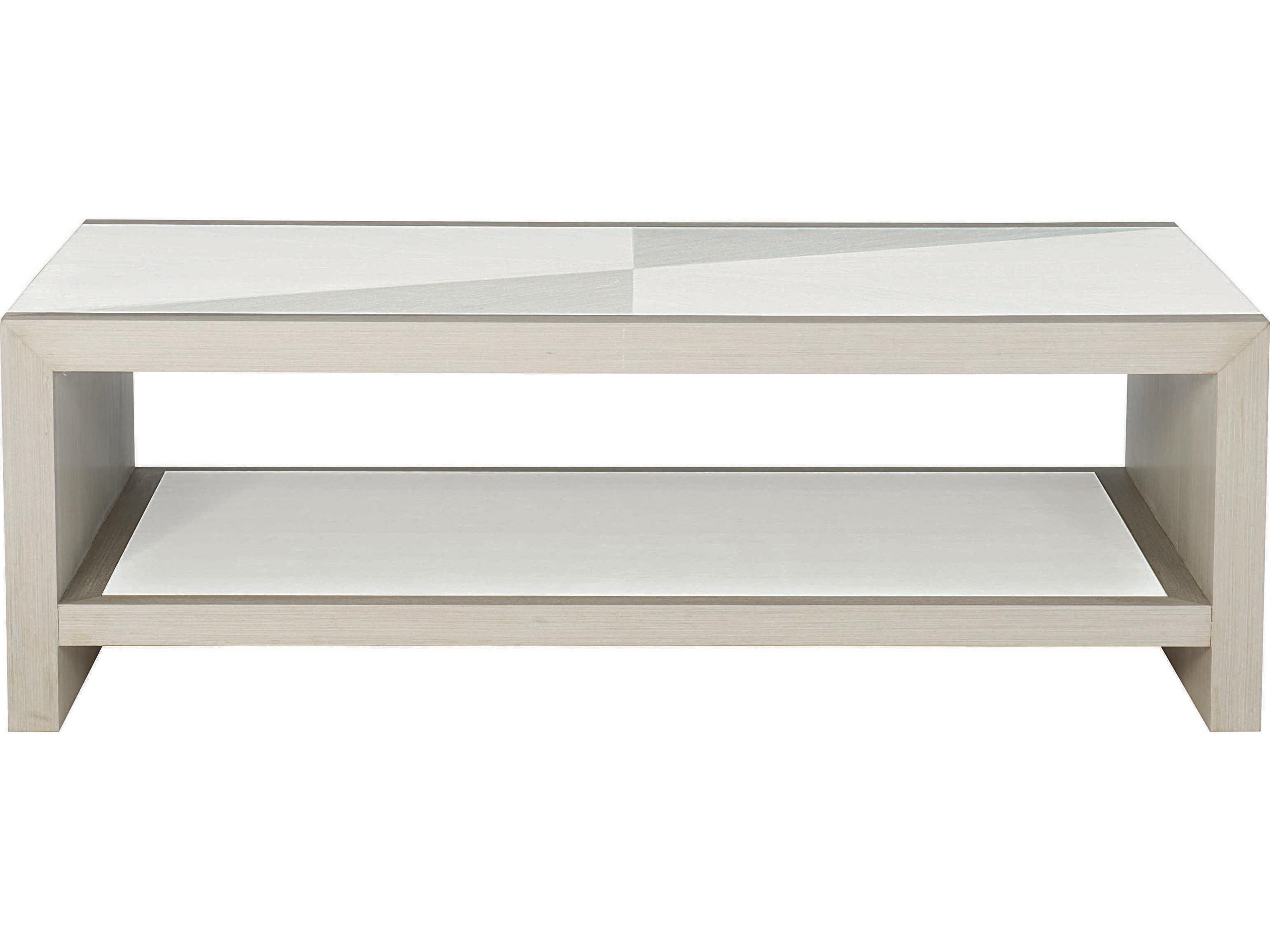 Bernhardt Axiom Rectangular Wood Linear Gray White Cocktail Table