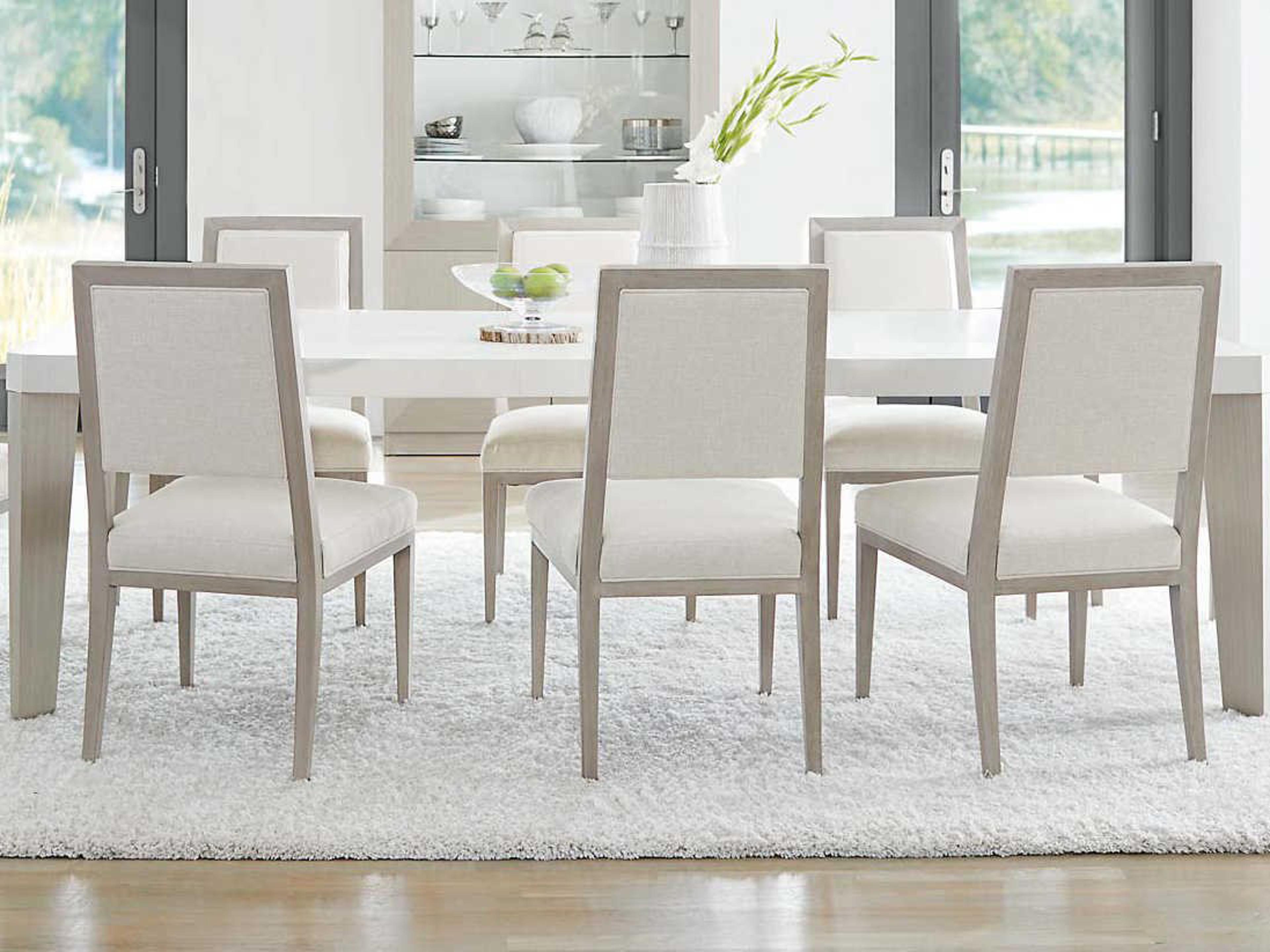 Bernhardt Axiom Rectangular Wood Linear Gray White Dining Table