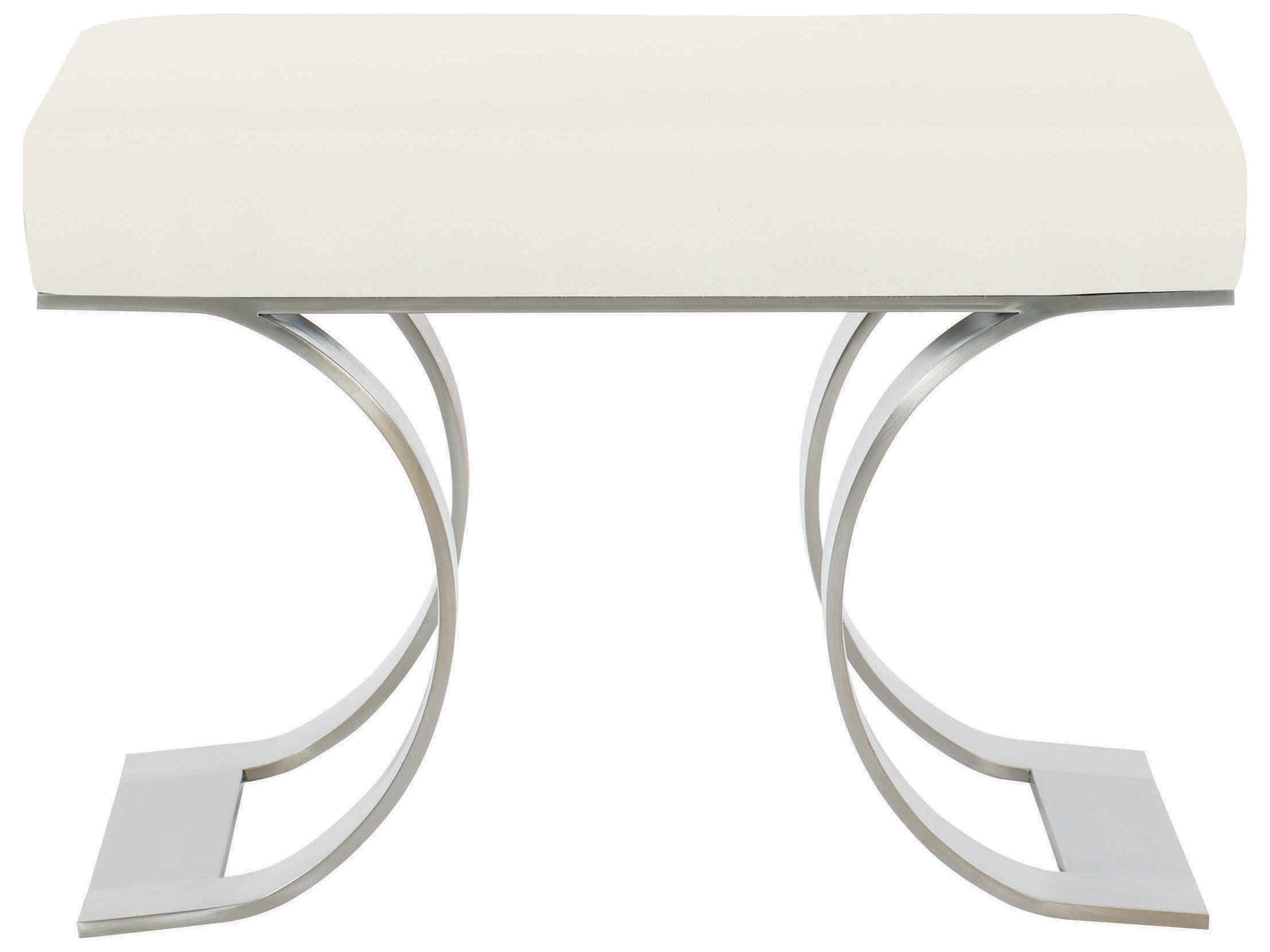 Bernhardt Axiom Brushed Silver White Upholstered Accent Bench