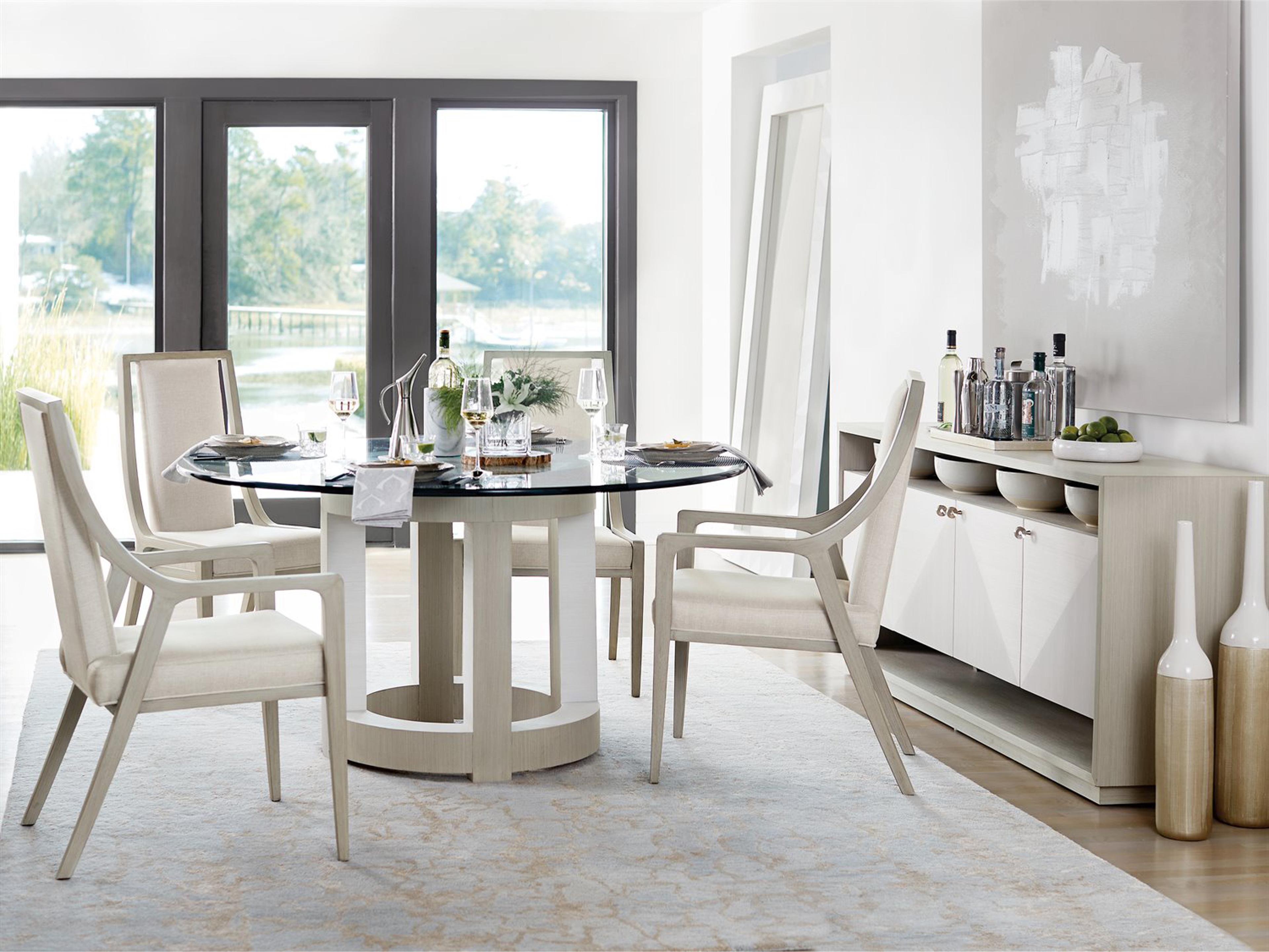 Bernhardt Axiom Poplar Wood Beige Upholstered Arm Dining Chair