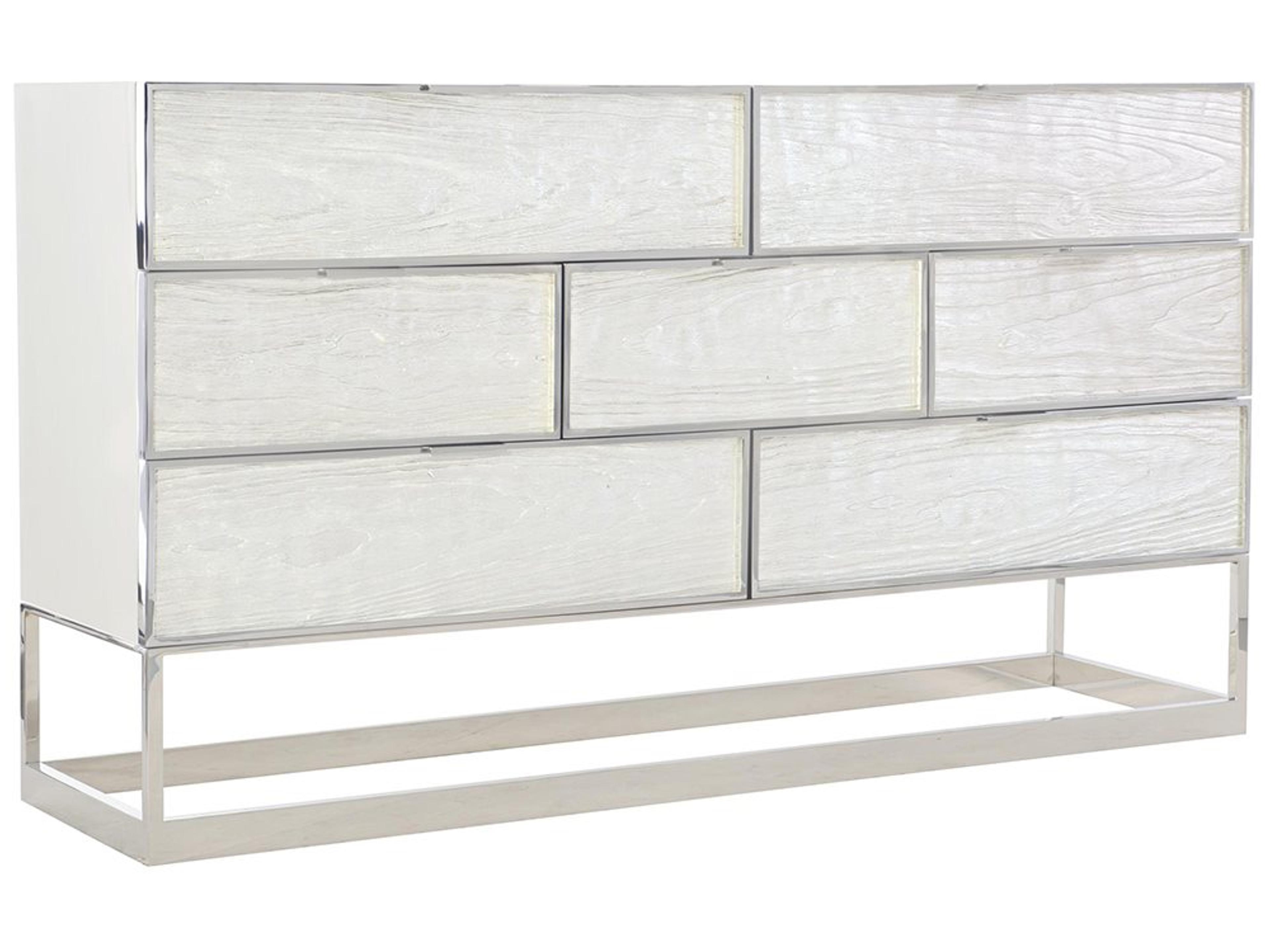 7-Drawers Silver Maple Wood Double Dresser