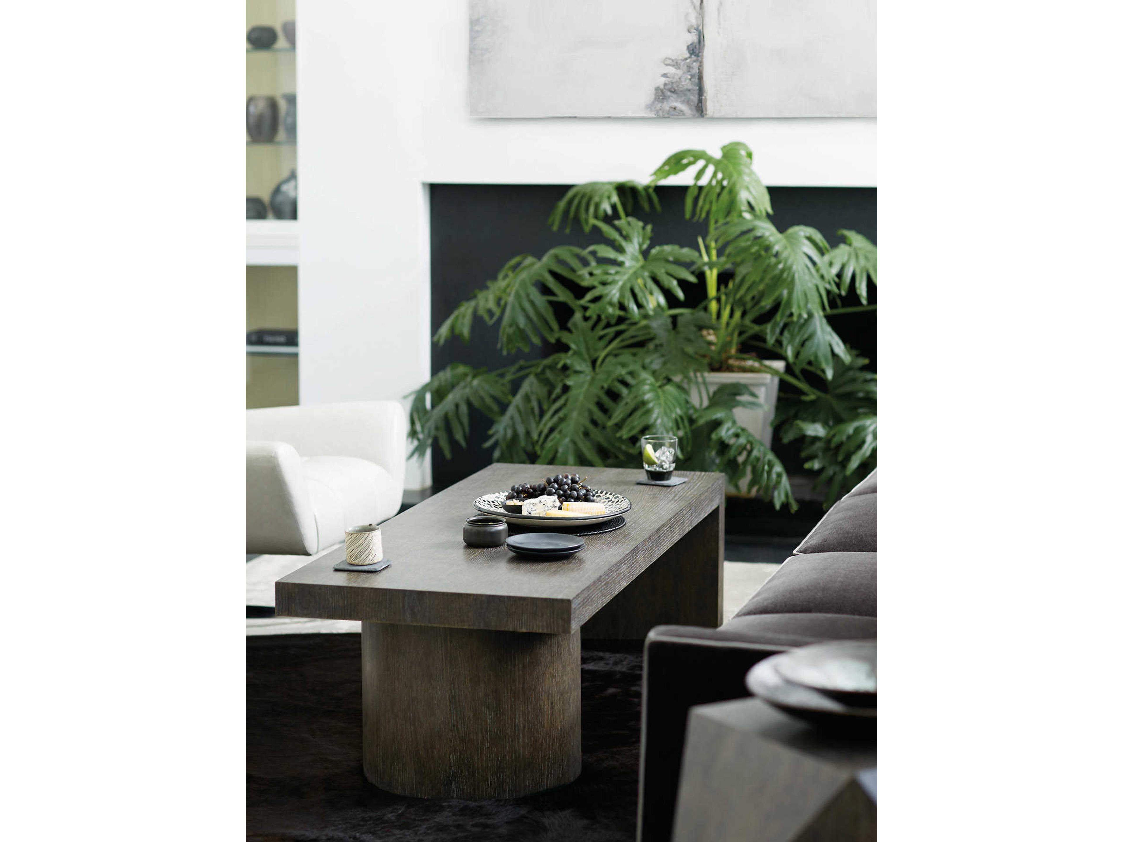 Bernhardt Linea Rectangular Wood Cerused Charcoal Cocktail Table