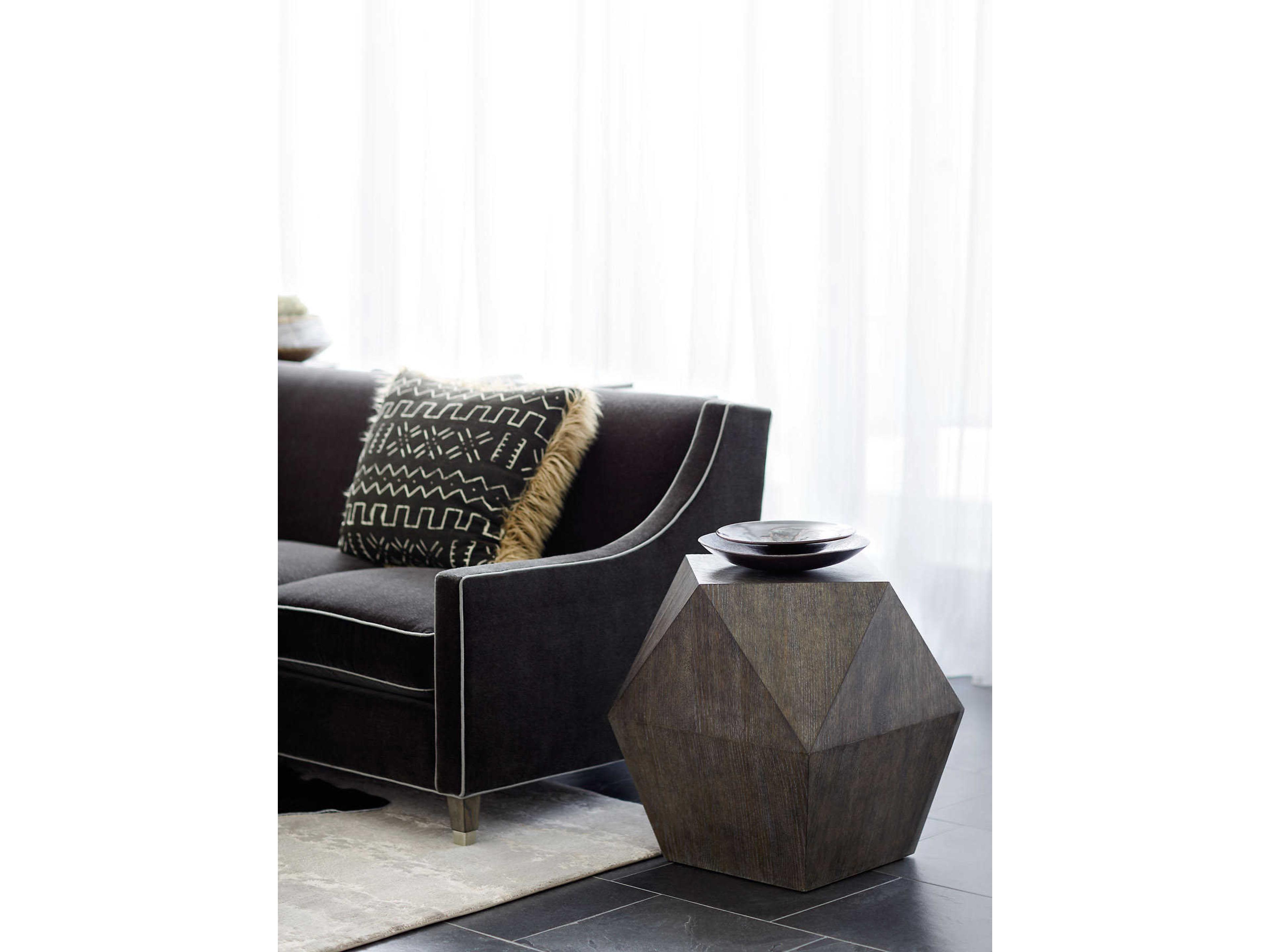 Bernhardt Linea Square Wood Cerused Charcoal End Table