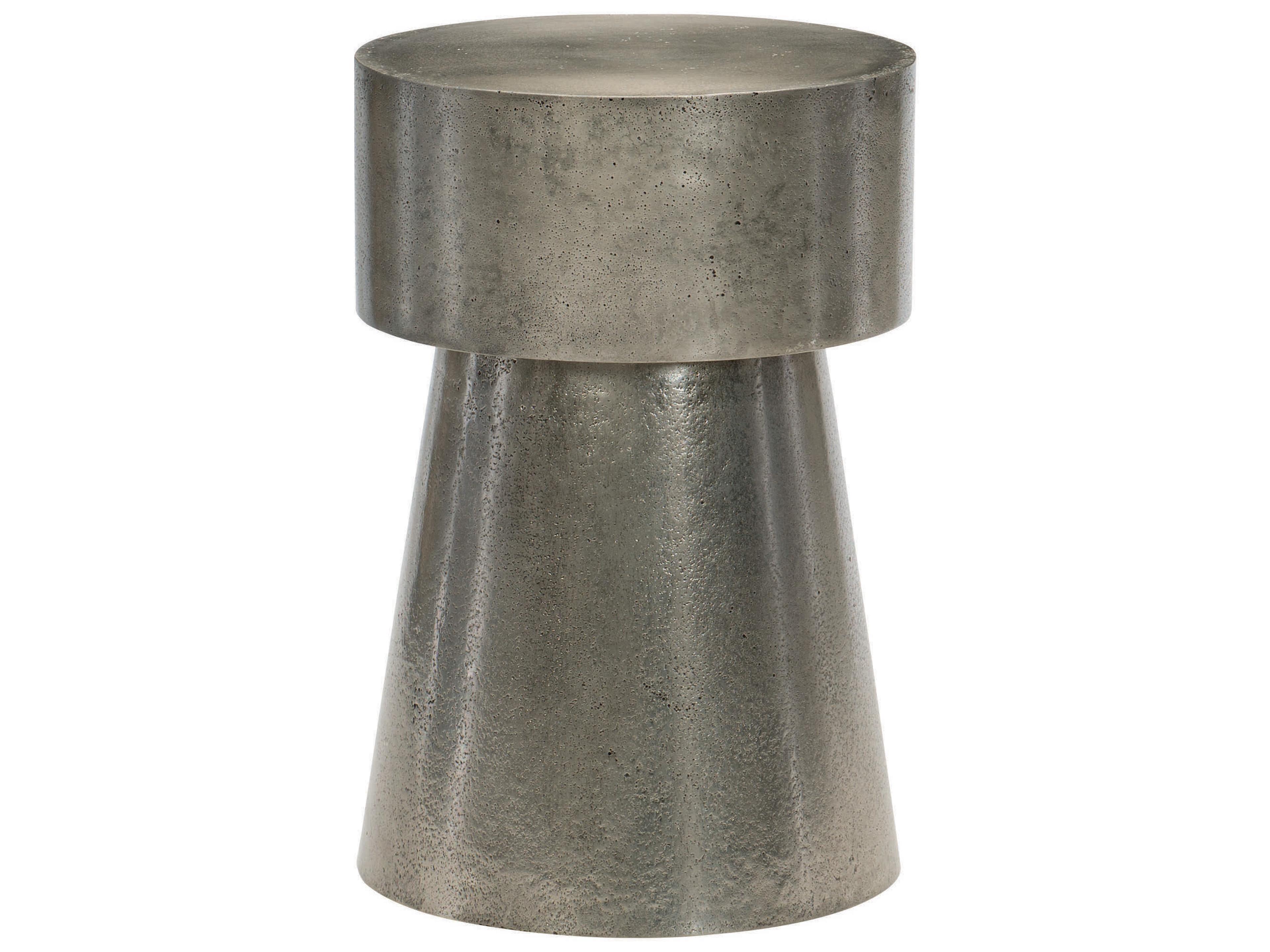 Bernhardt Linea Round Textured Graphite Metal Chairside Table