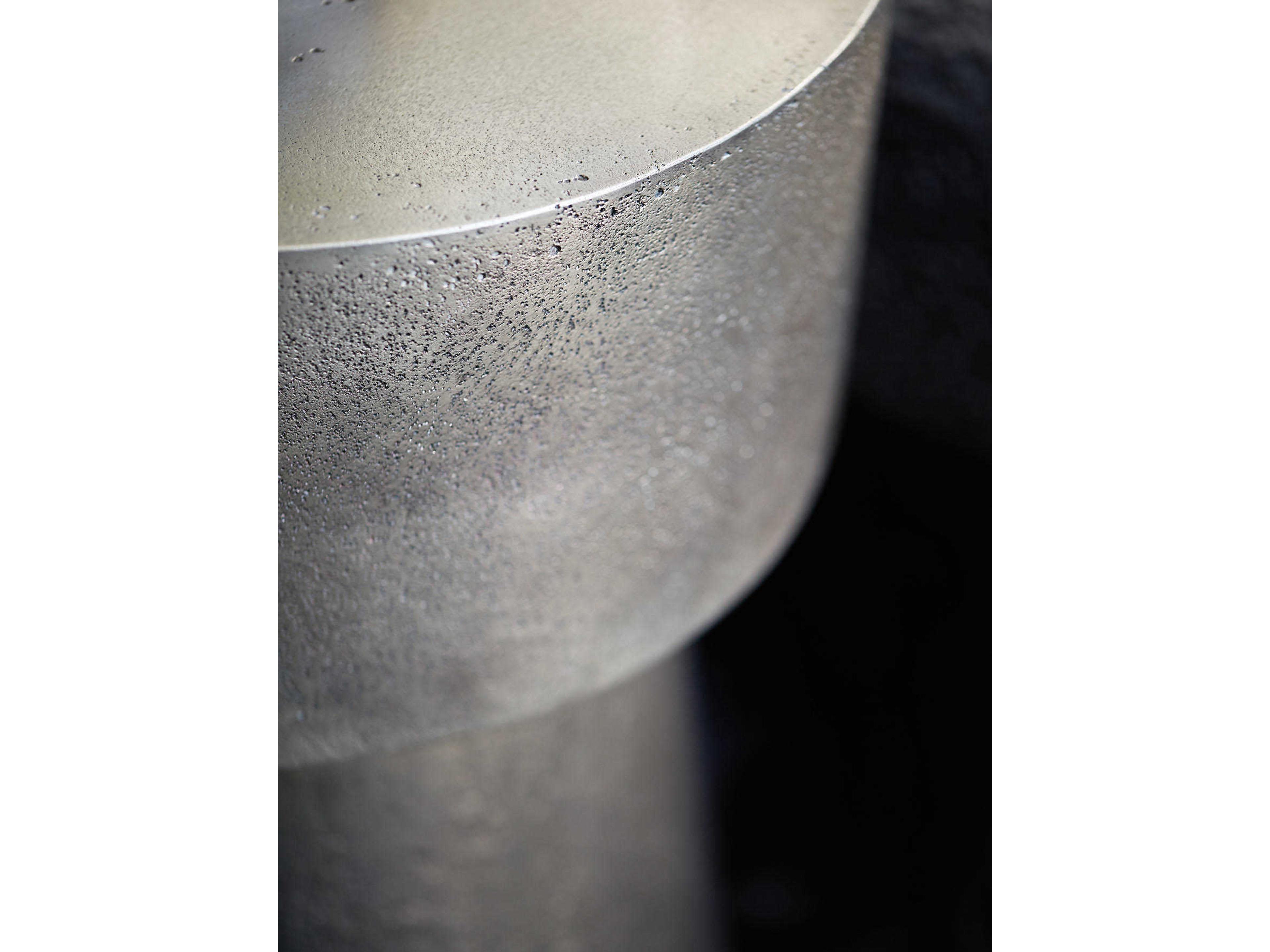 Bernhardt Linea Round Textured Graphite Metal Chairside Table