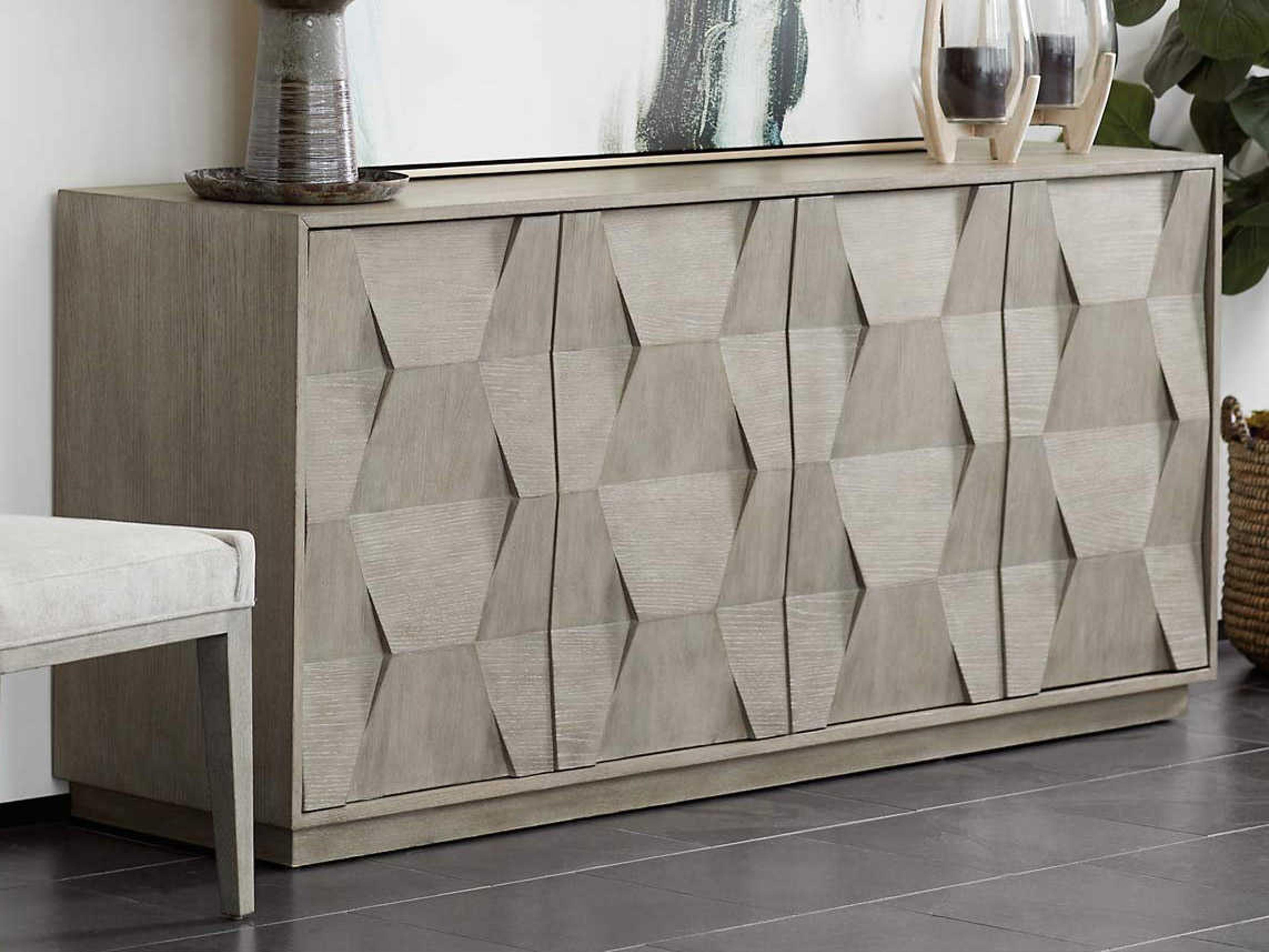Bernhardt Linea 74" Oak Wood Cerused Greige Buffet