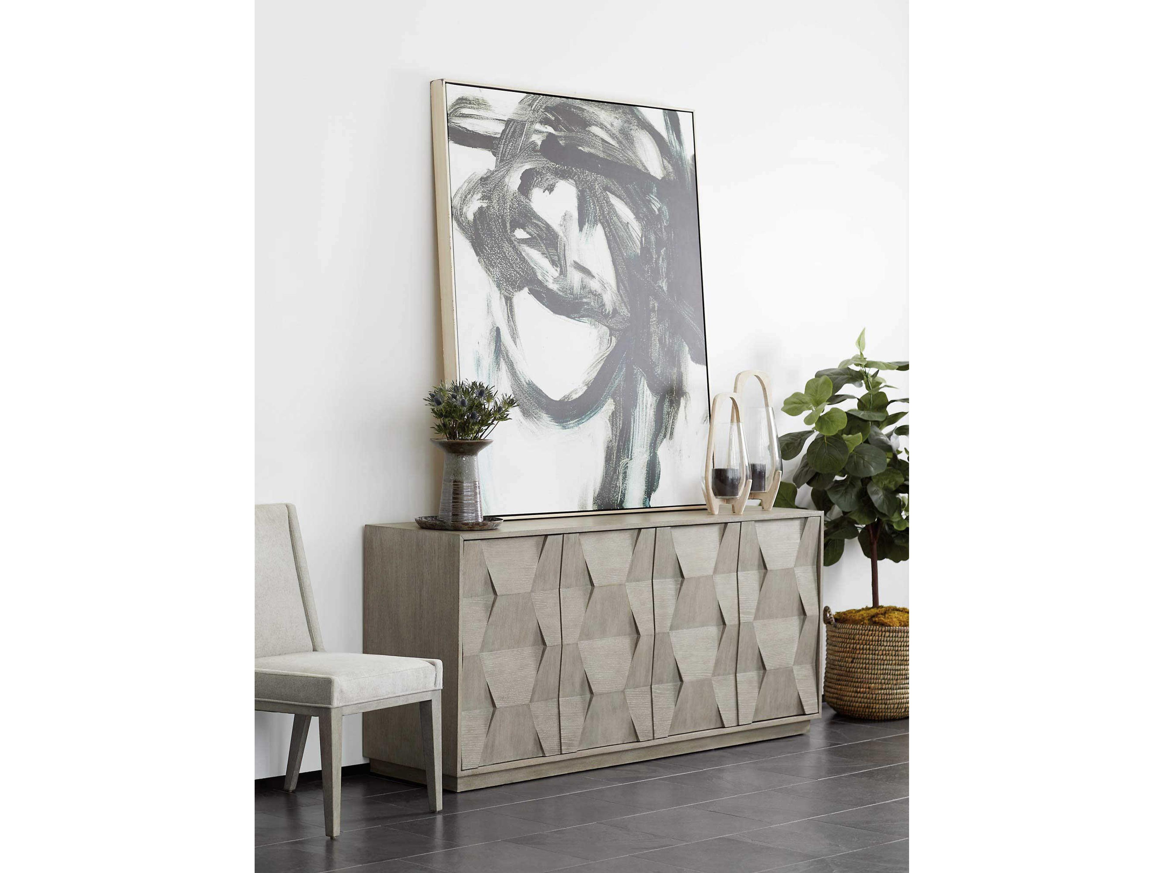 Bernhardt Linea 74" Oak Wood Cerused Greige Buffet