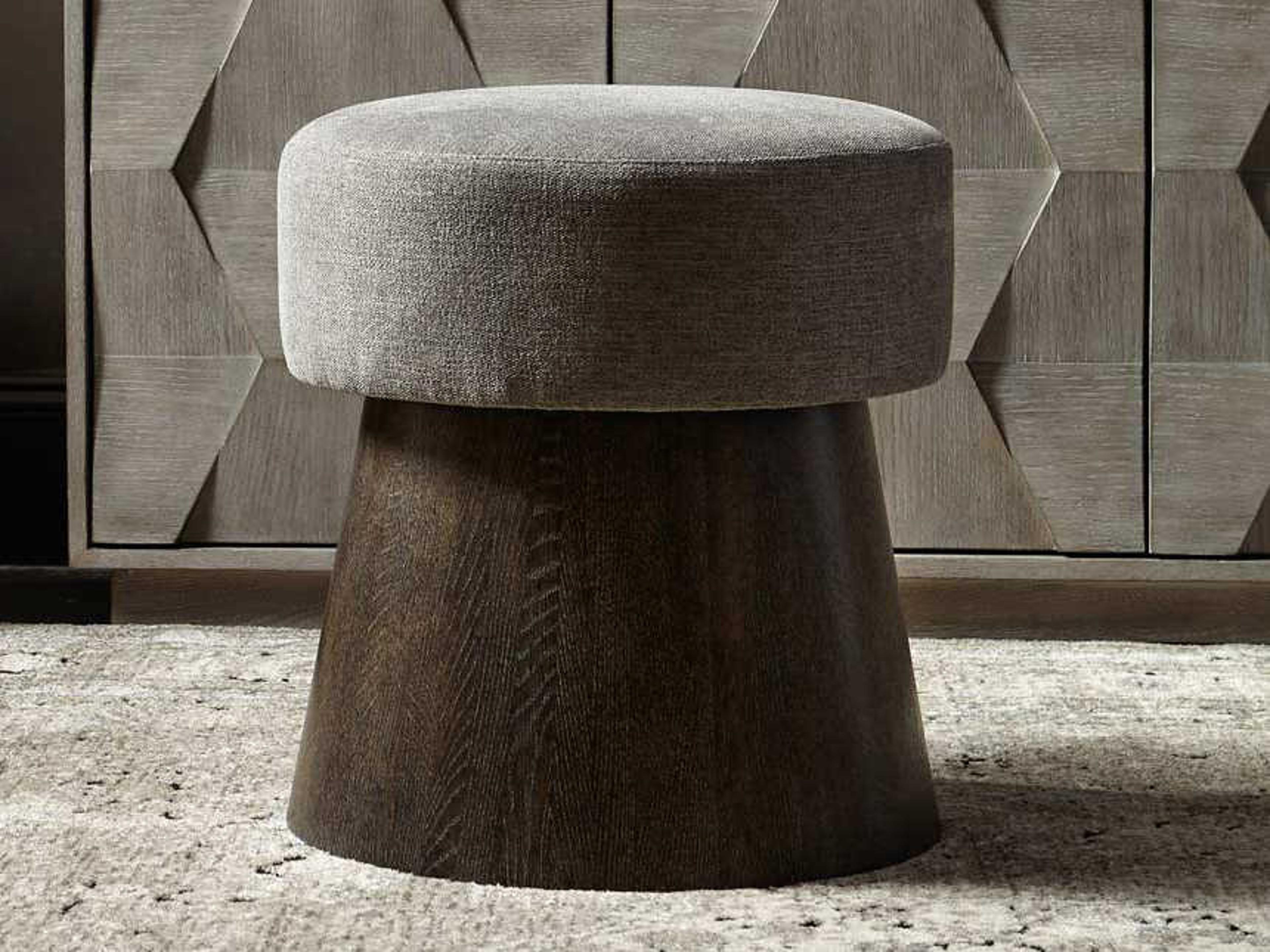Bernhardt Linea Cerused Charcoal Gray Upholstered Accent Stool