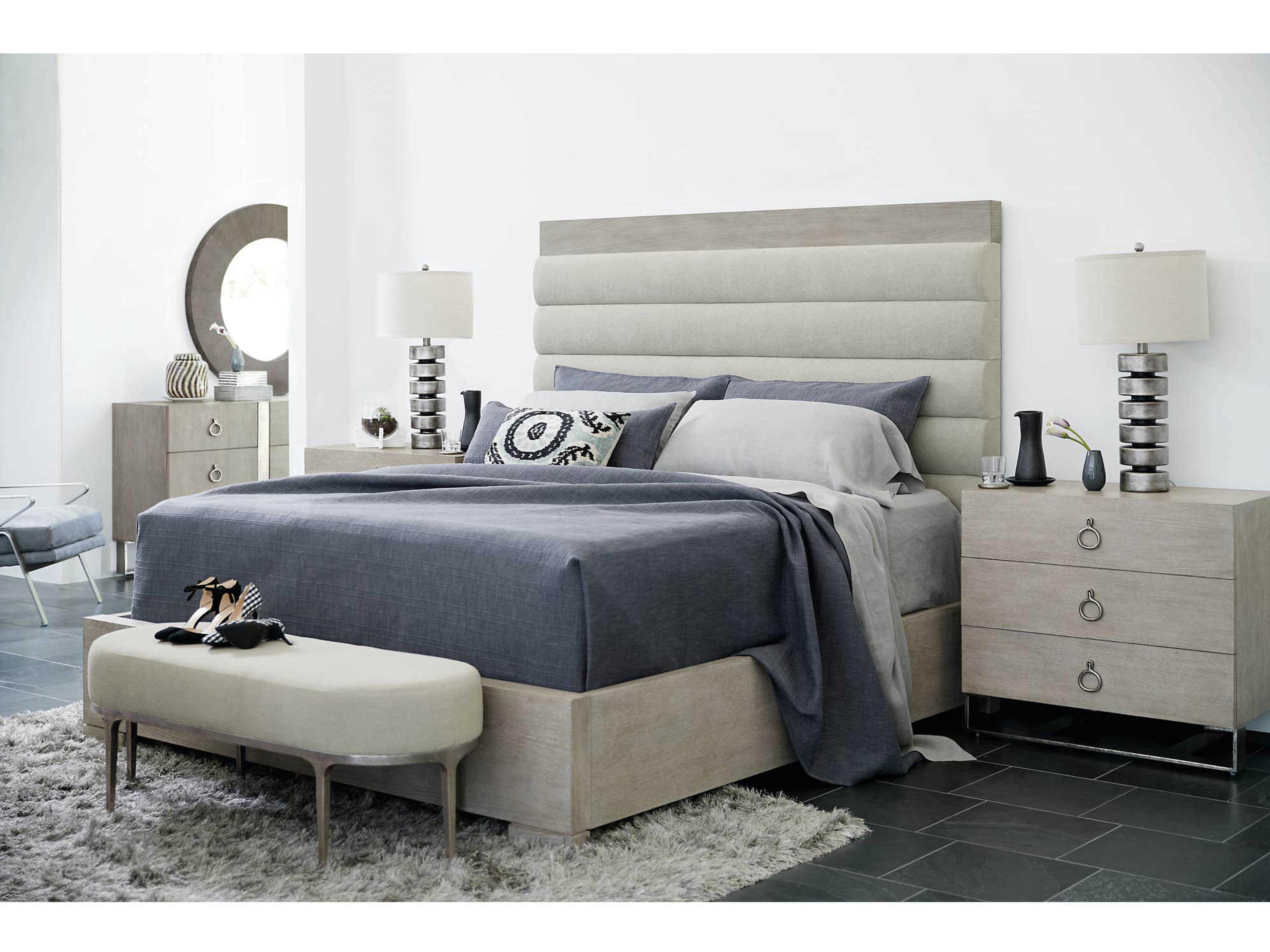 Bernhardt Linea Textured Graphite Metal Gray Upholstered Accent Bench