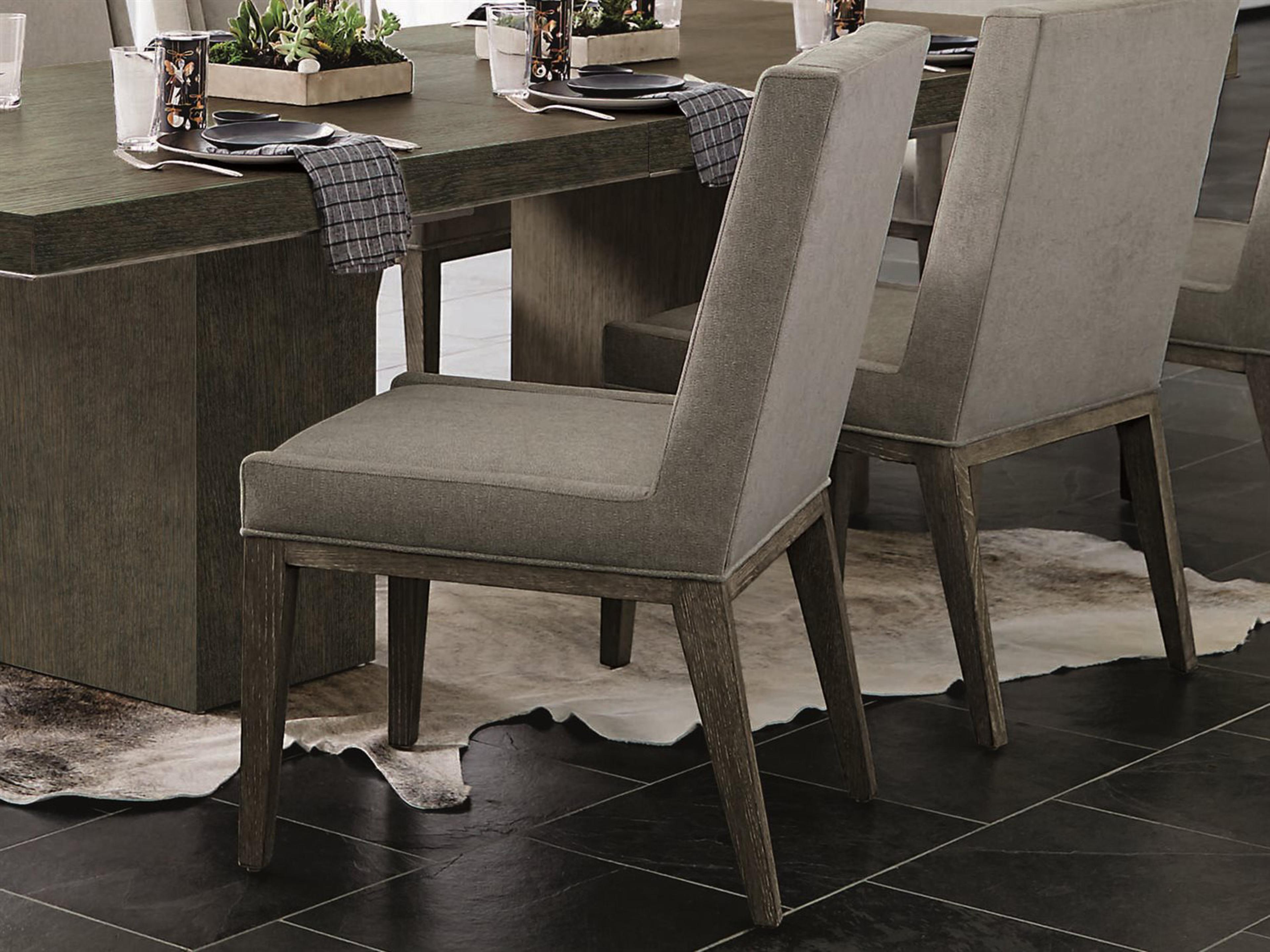 Bernhardt Linea Ash Wood Gray Upholstered Side Dining Chair