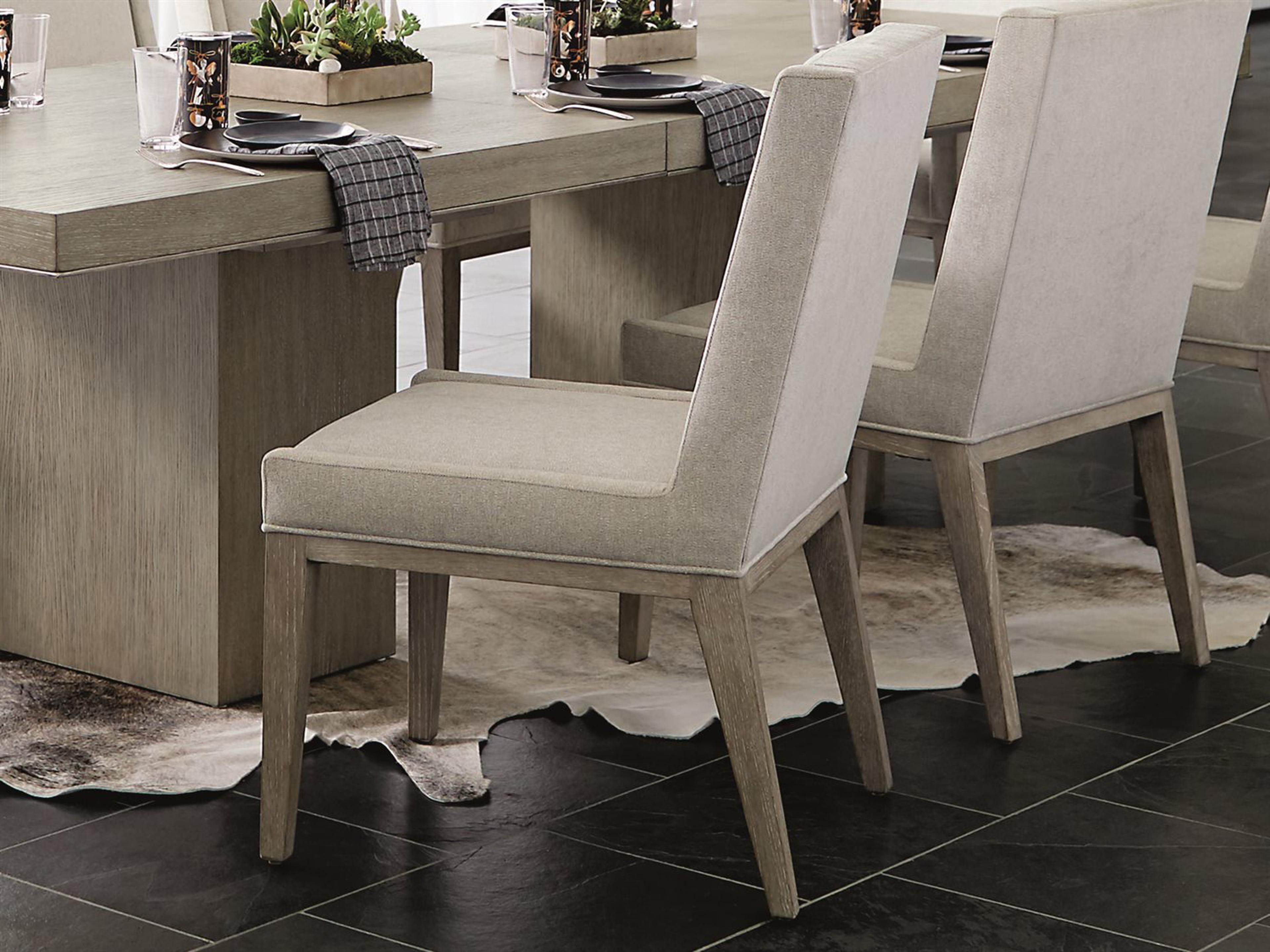 Bernhardt Linea Ash Wood Beige Upholstered Side Dining Chair