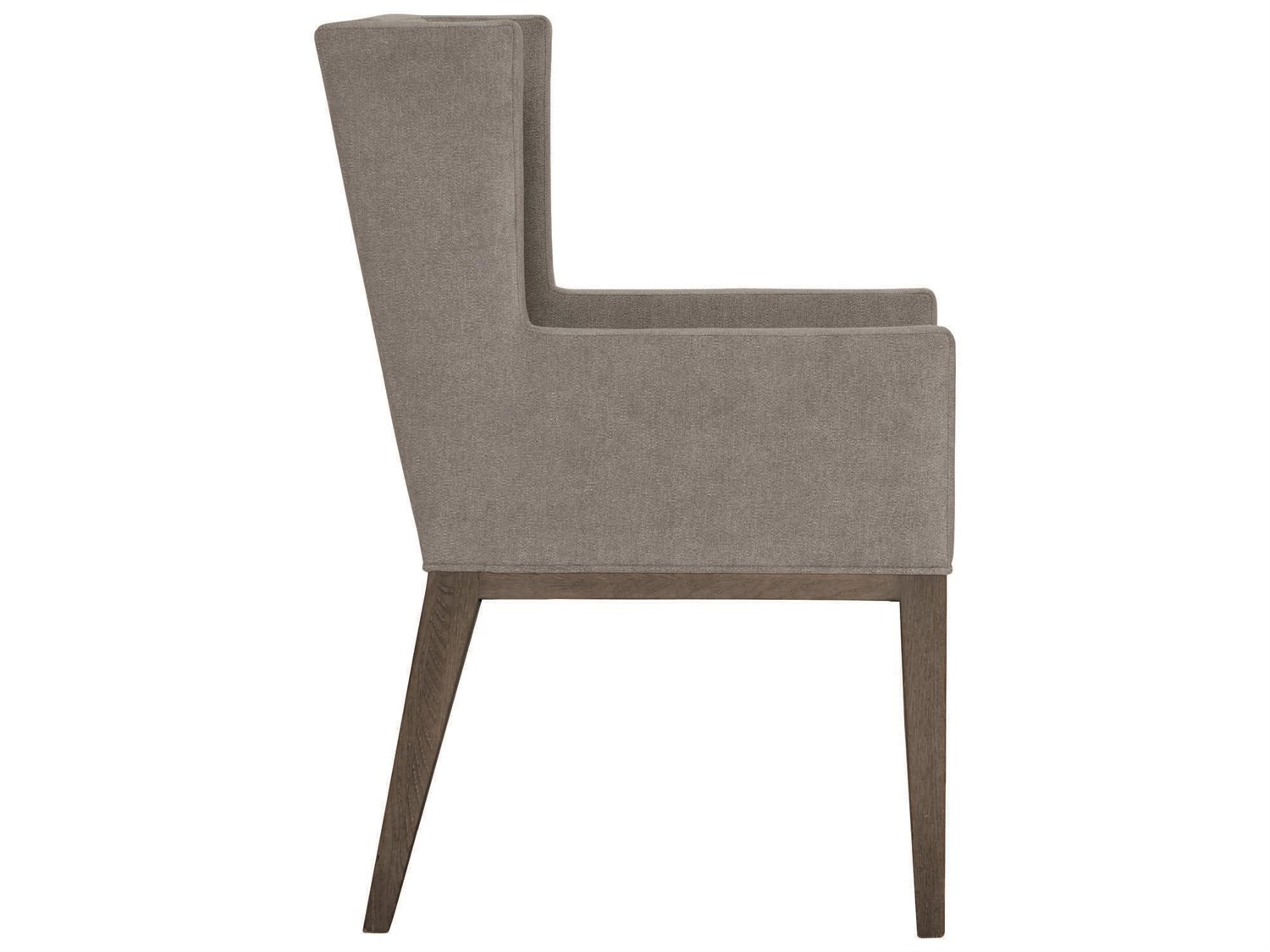 Bernhardt Linea Ash Wood Gray Upholstered Arm Dining Chair