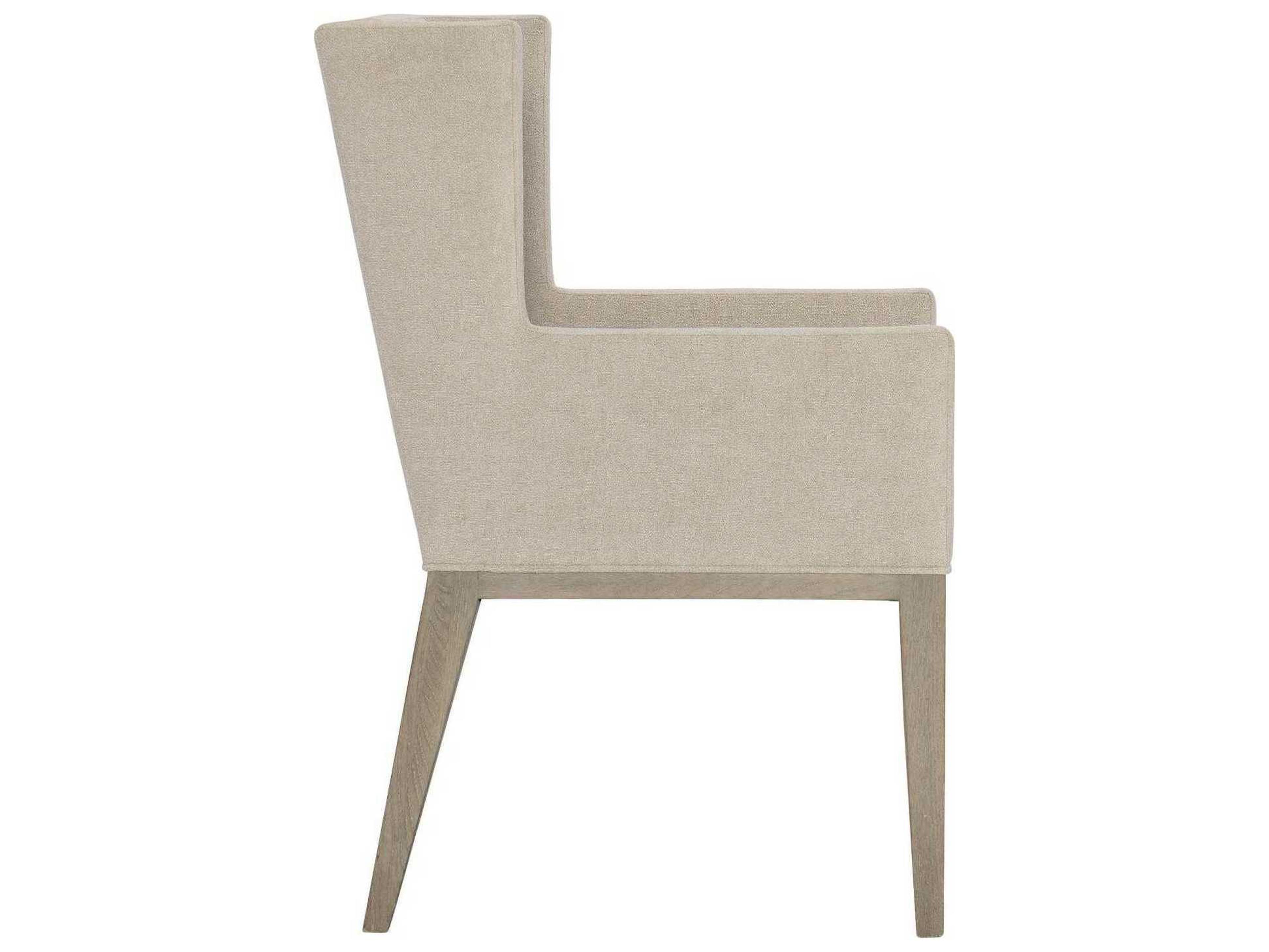 Bernhardt Linea Ash Wood Beige Upholstered Arm Dining Chair