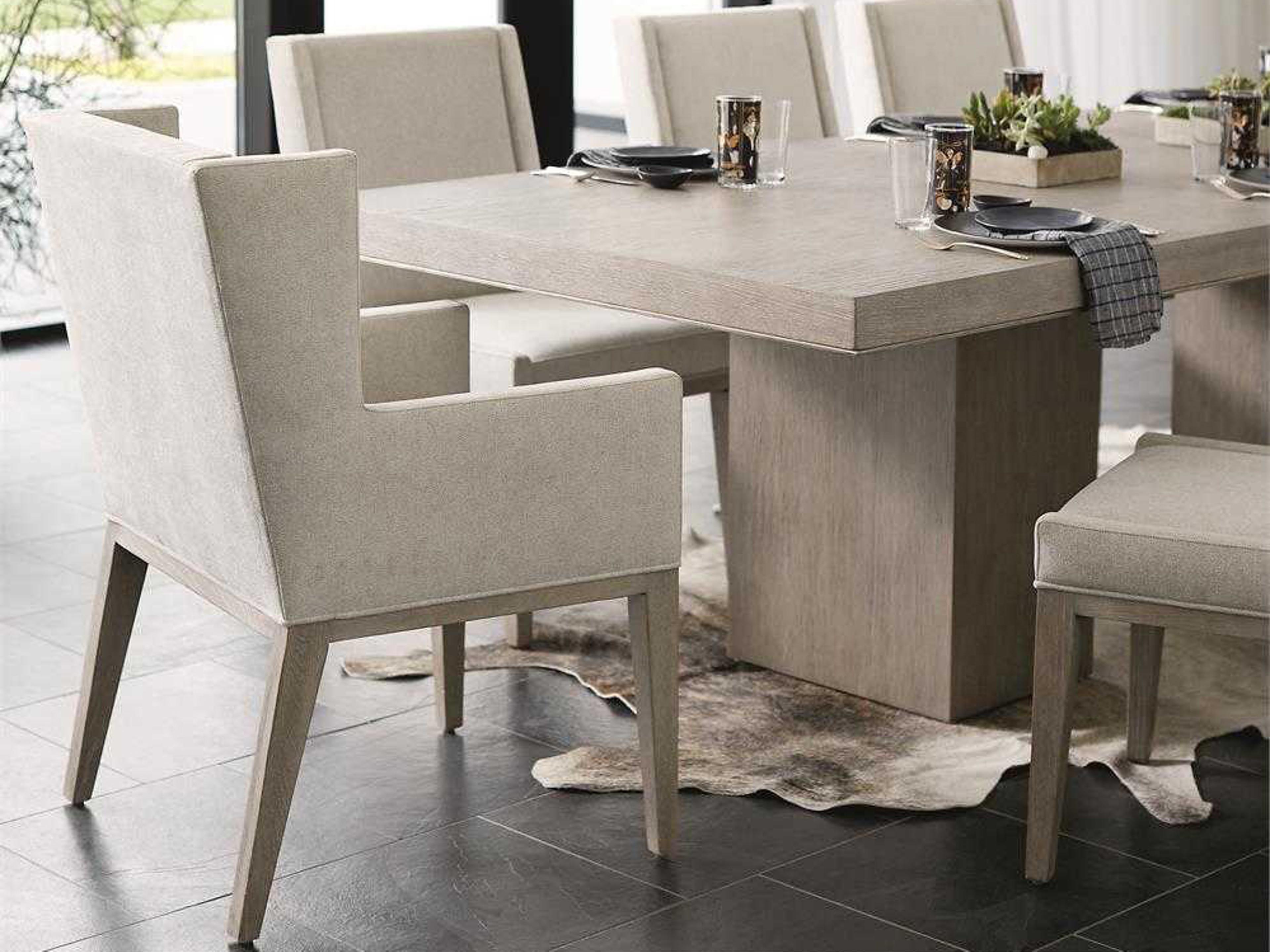 Bernhardt Linea Ash Wood Beige Upholstered Arm Dining Chair