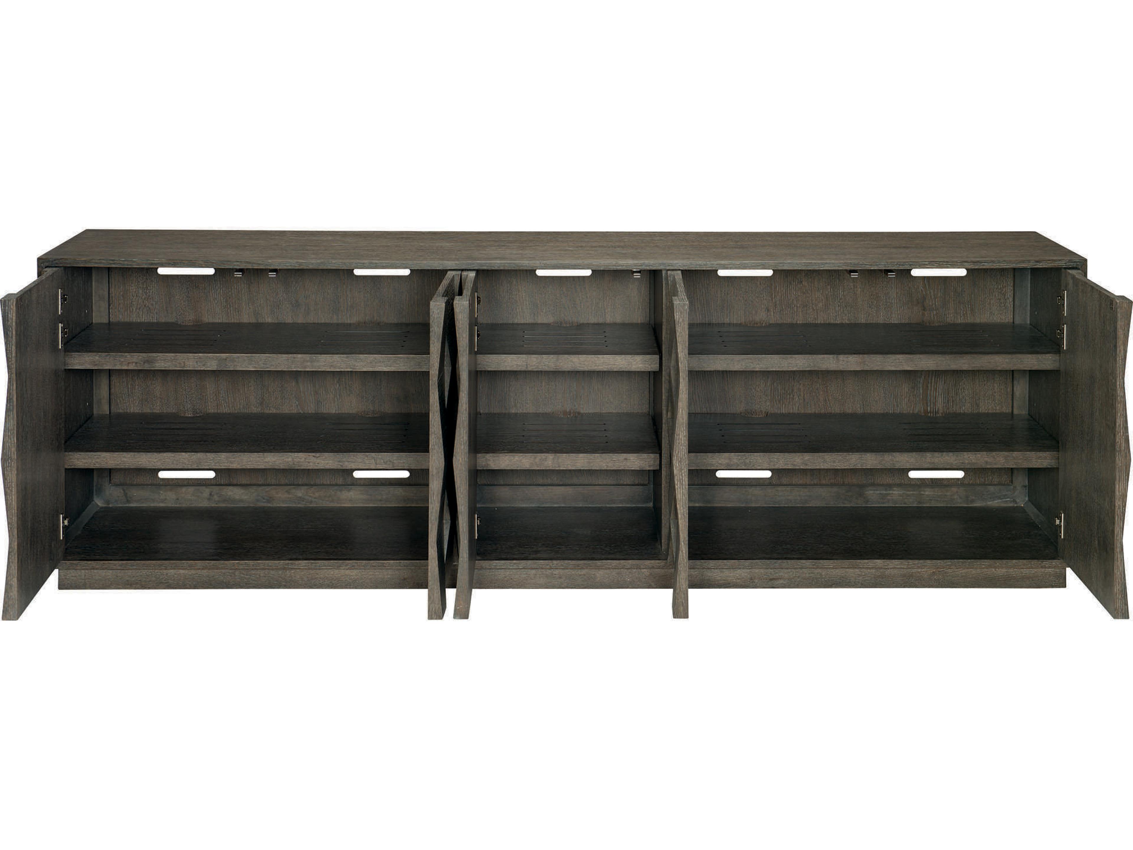 Bernhardt Linea 92" Oak Wood Cerused Charcoal Entertainment Console Table