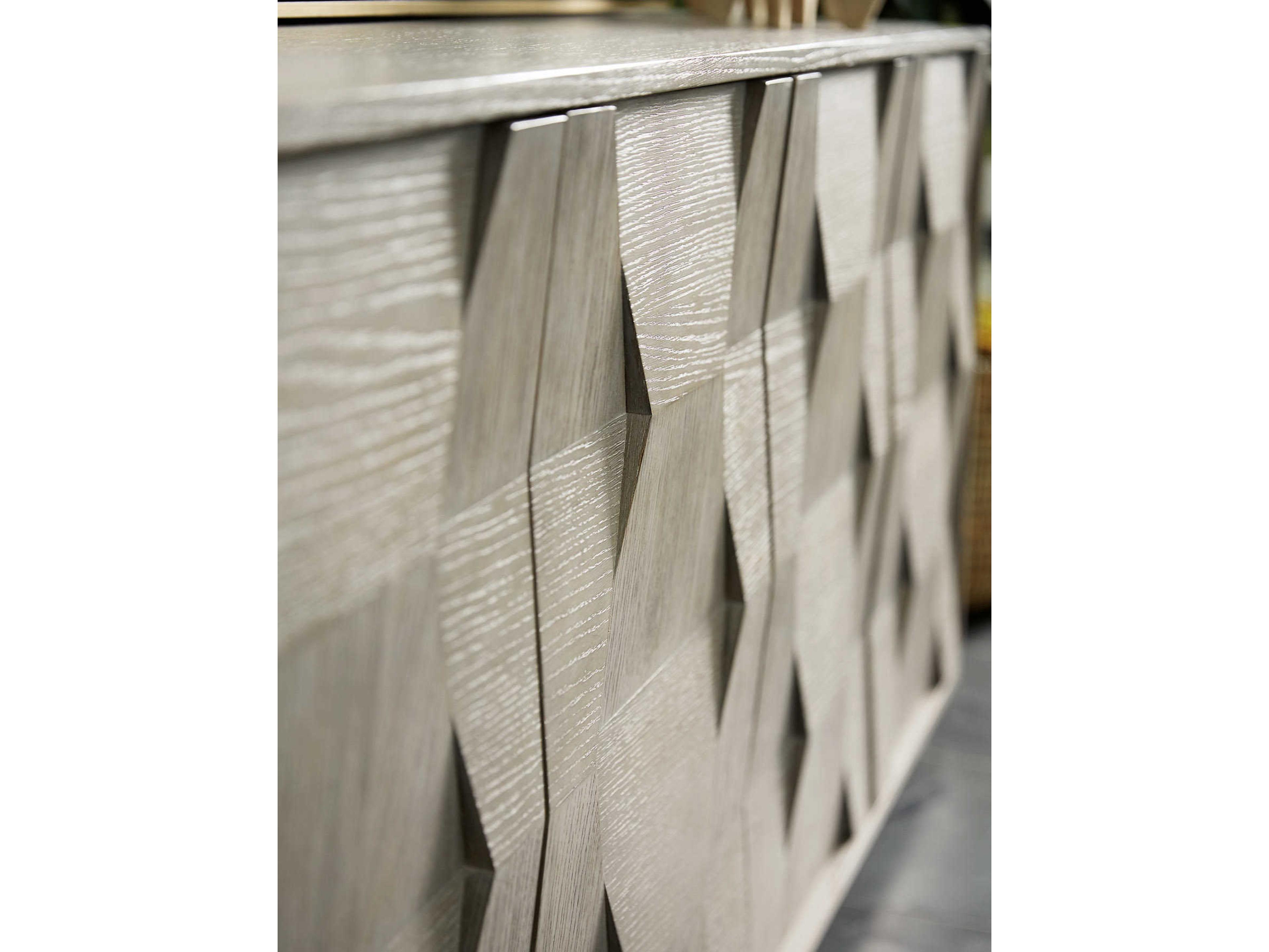 Bernhardt Linea 92" Oak Wood Cerused Greige Entertainment Console Table