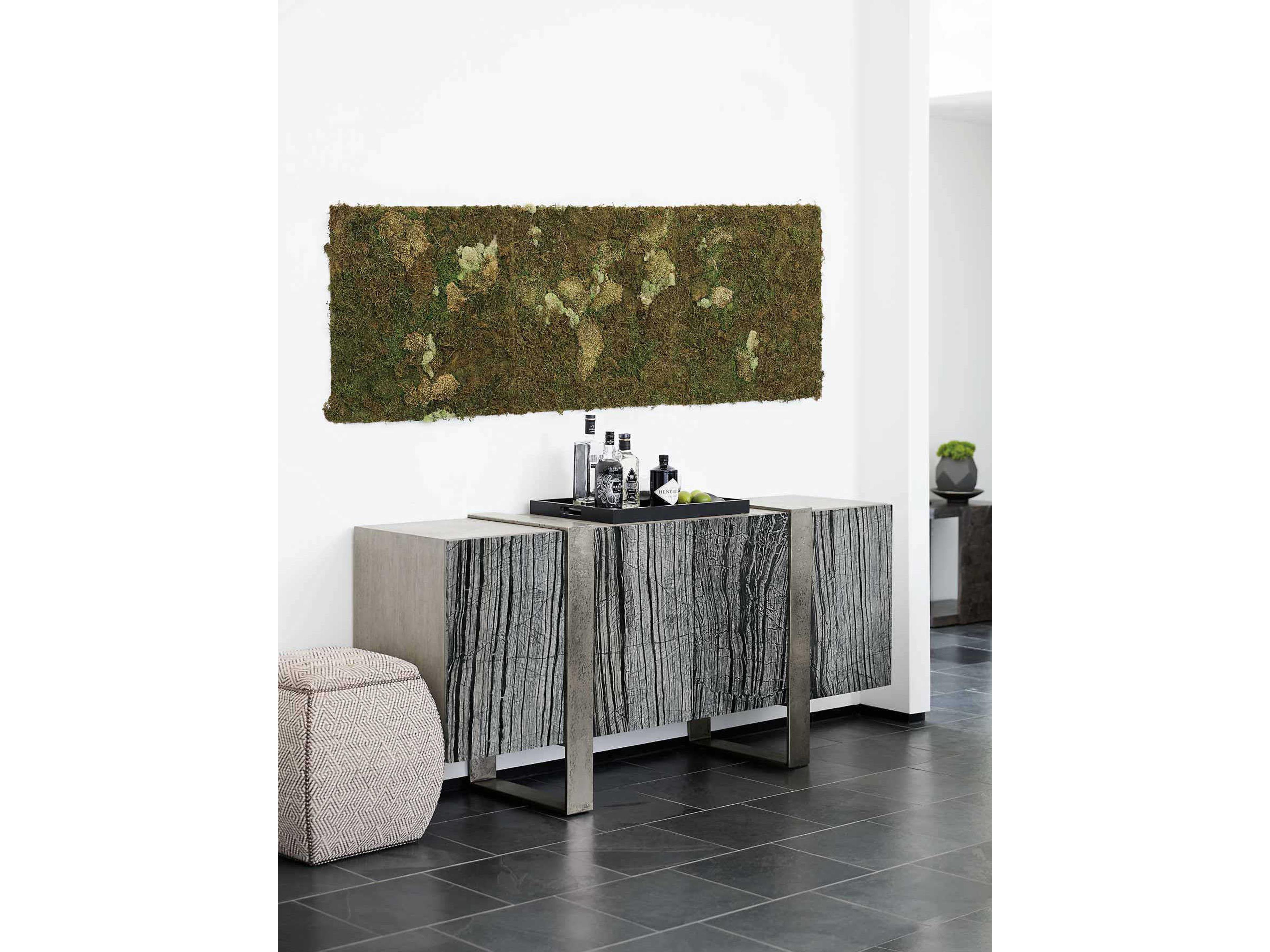Bernhardt Linea 76" Solid Wood Black Forest Marble Textured Graphite Cerused Greige Entertainment Console Table