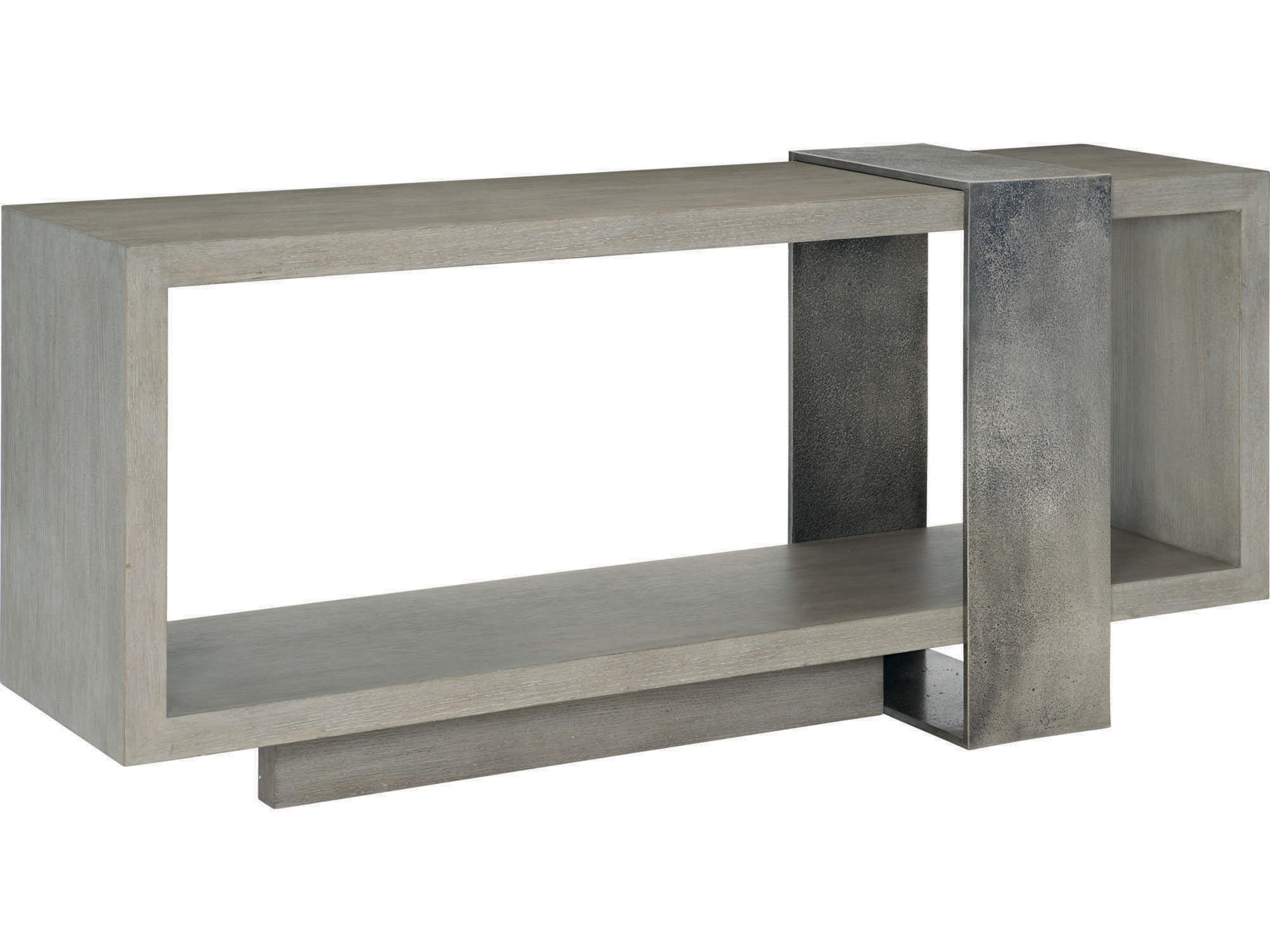 Console Table Linea Cerused Greige Oak Textured Graphite