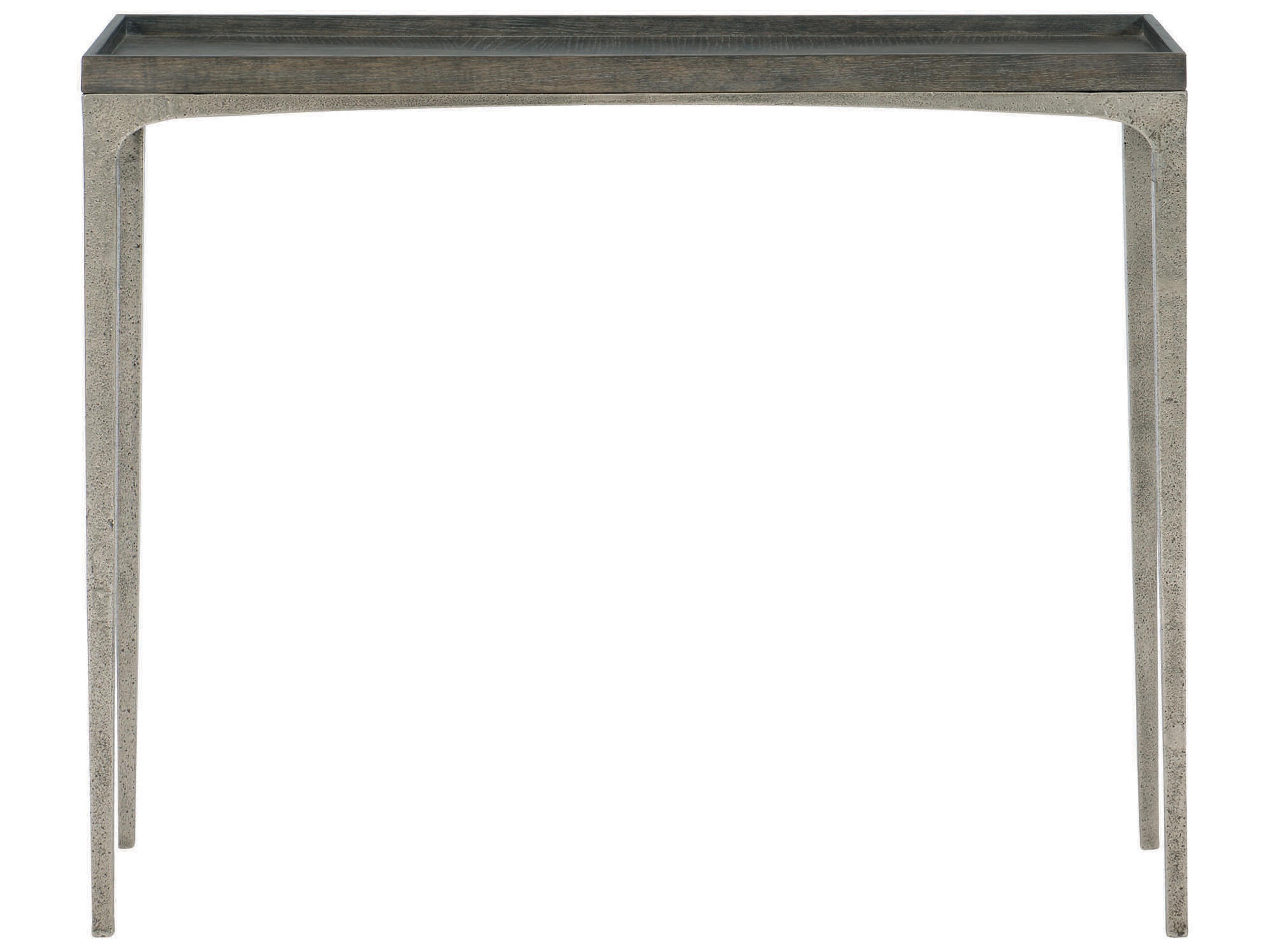 Bernhardt Linea Rectangular Cerused Charcoal Textured Graphite Metal Console Table