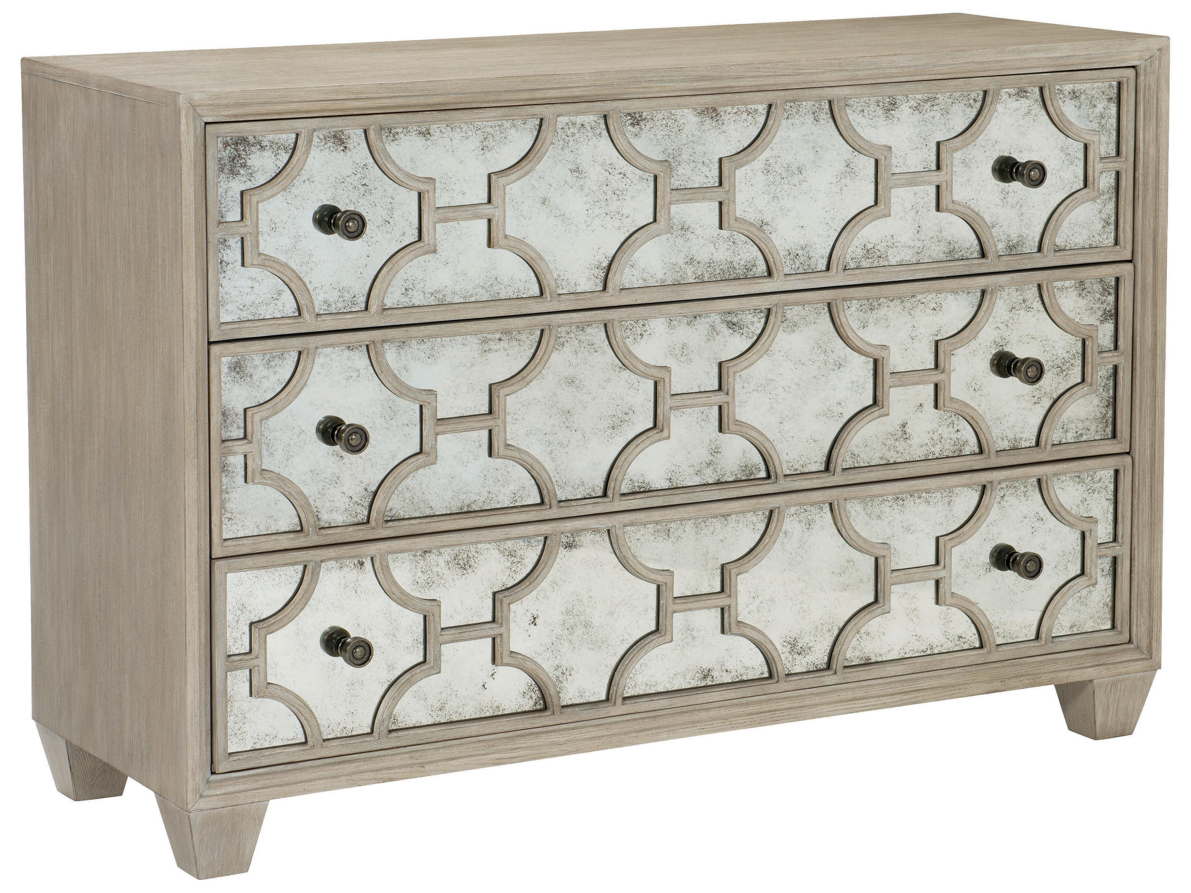 Santa Barbara Mirrored Oak Drawer Chest Sandstone Vintage Nickel