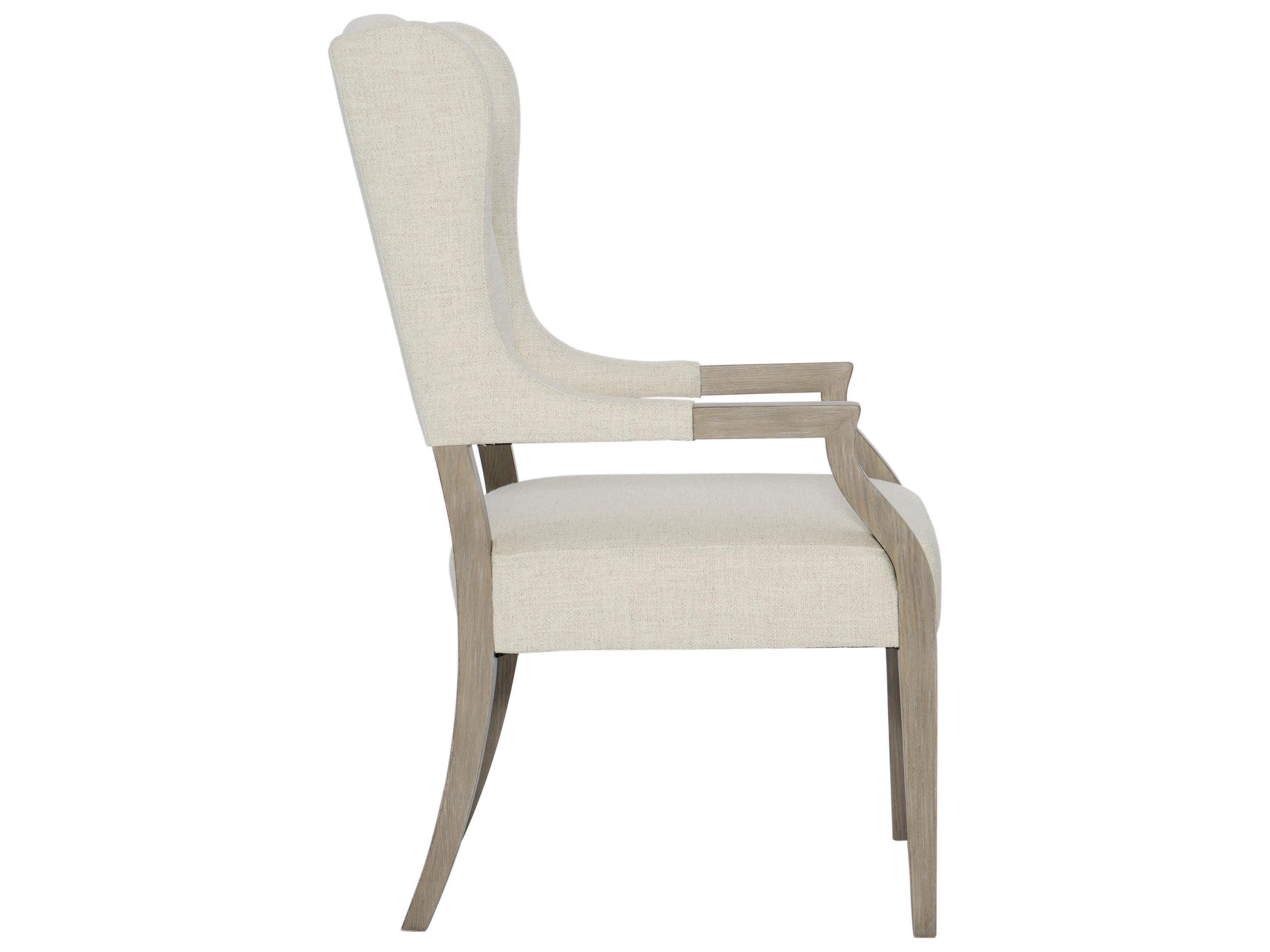 Bernhardt Santa Barbara Oak Wood White Upholstered Arm Dining Chair
