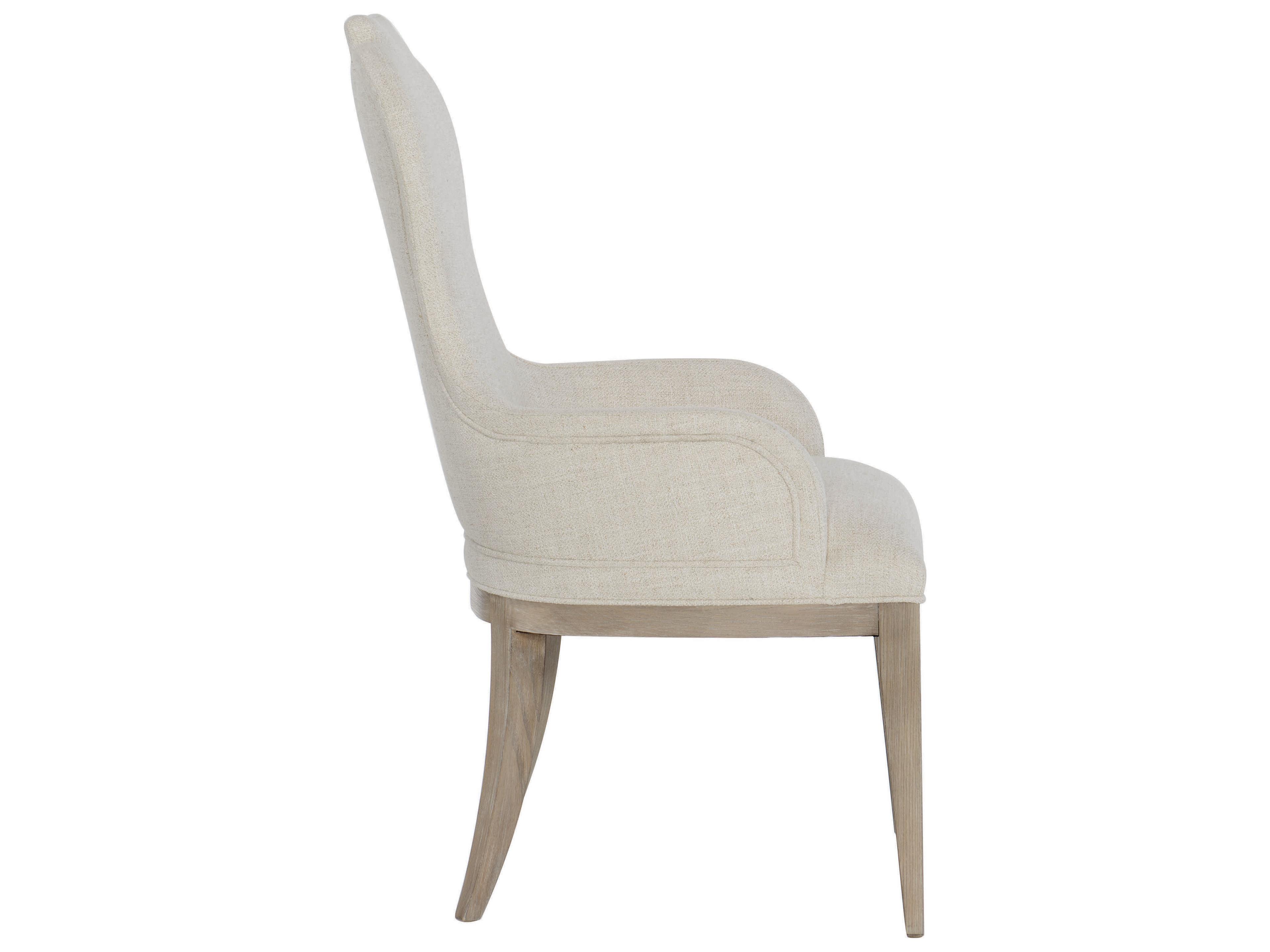 Bernhardt Santa Barbara Oak Wood Beige Upholstered Arm Dining Chair