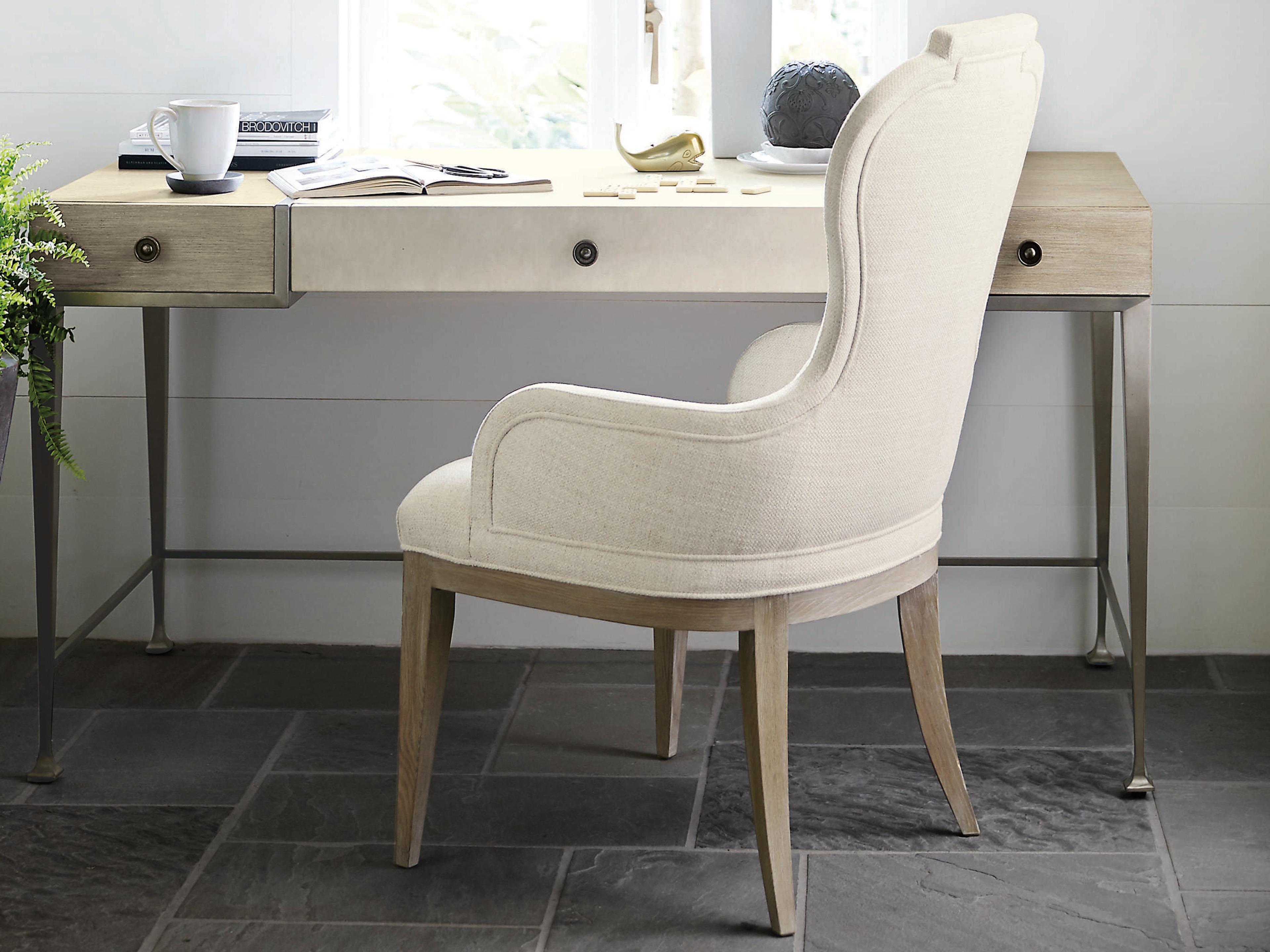 Bernhardt Santa Barbara Oak Wood Beige Upholstered Arm Dining Chair