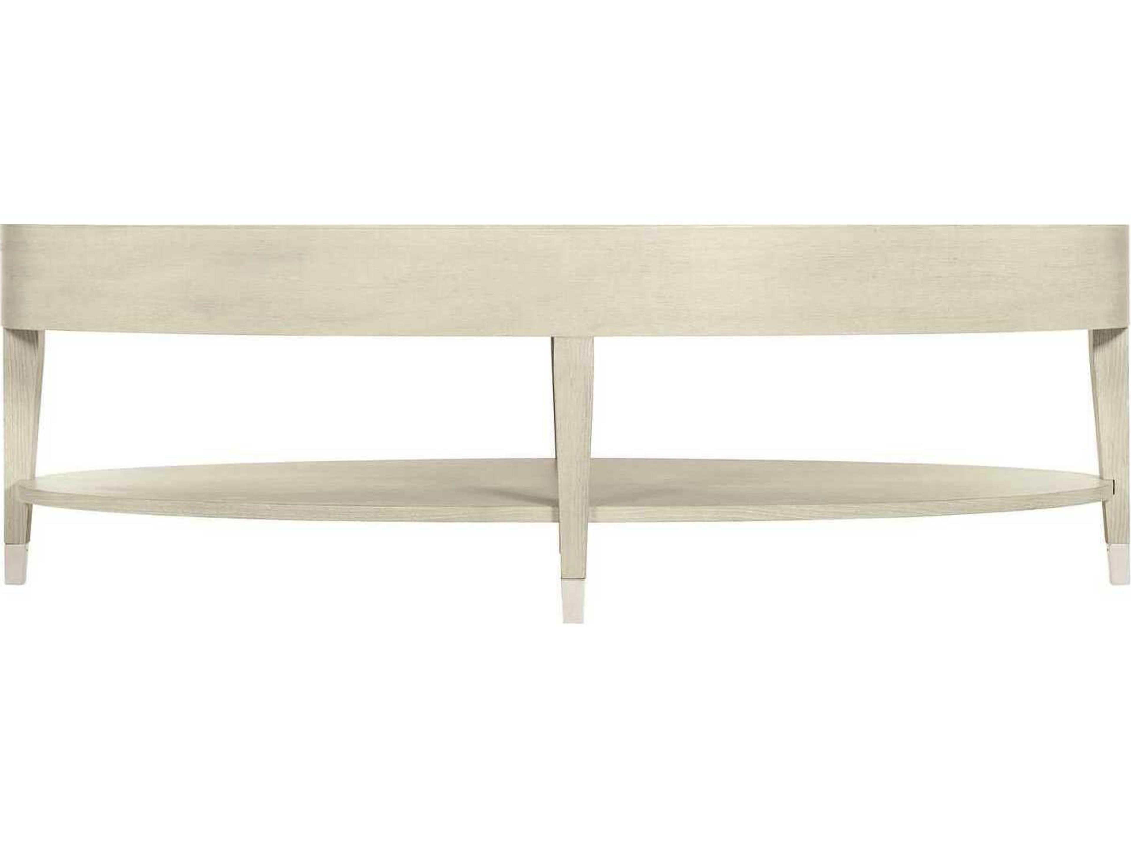 Bernhardt East Hampton Oval Wood Cerused Linen Cocktail Table