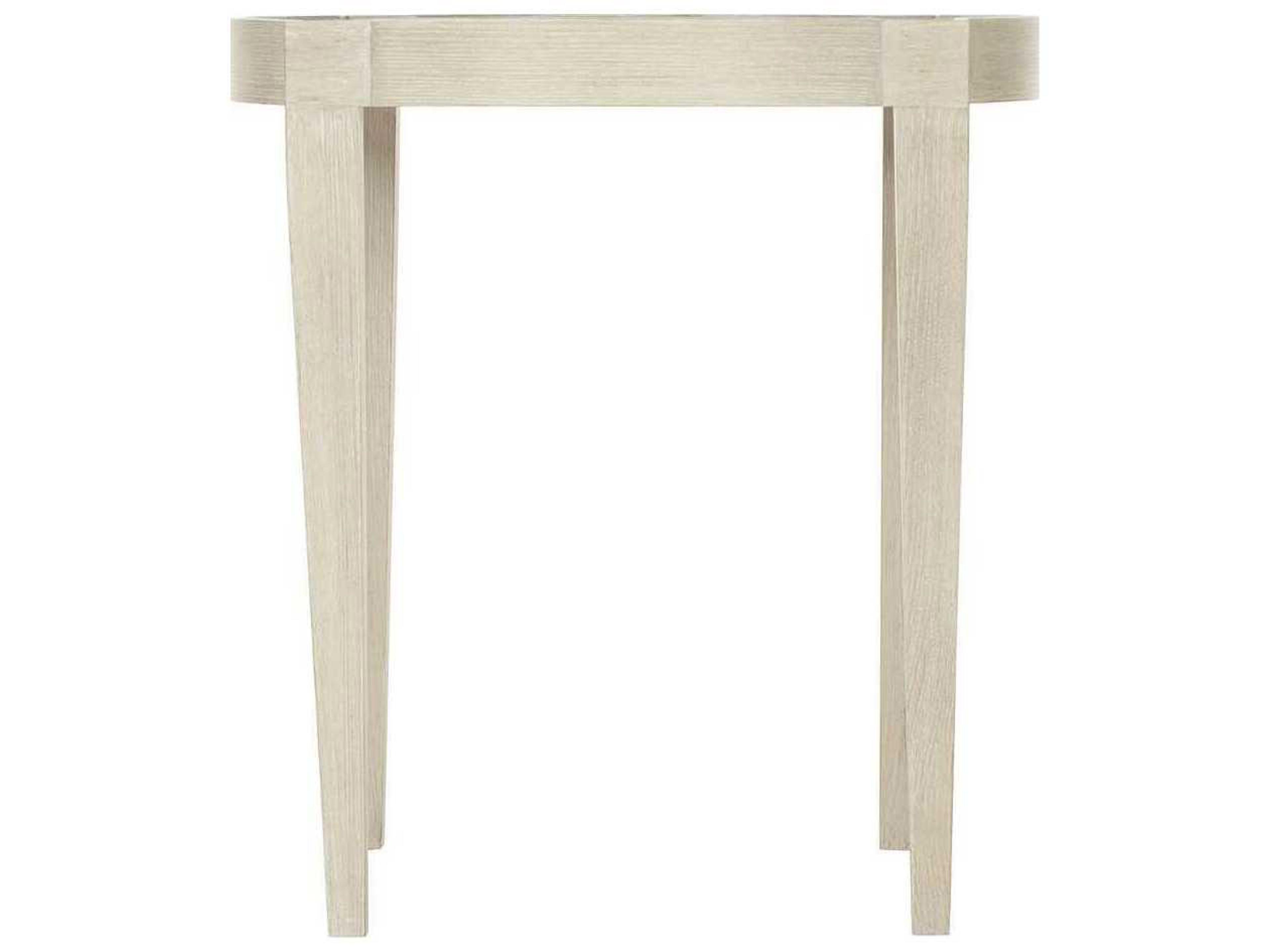 Bernhardt East Hampton Round Wood Cerused Linen End Table