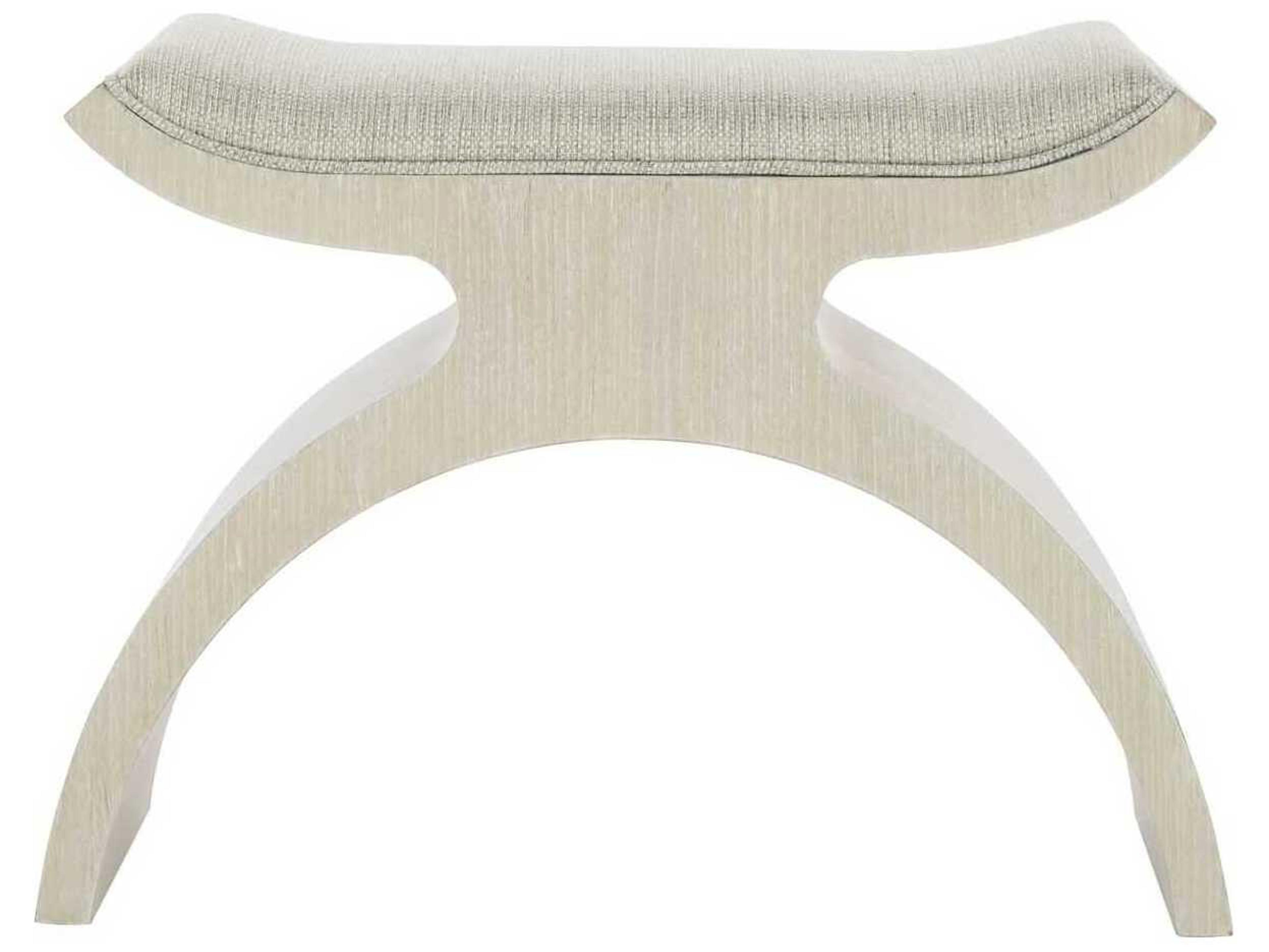 Bernhardt East Hampton Cerused Linen White Upholstered Accent Bench