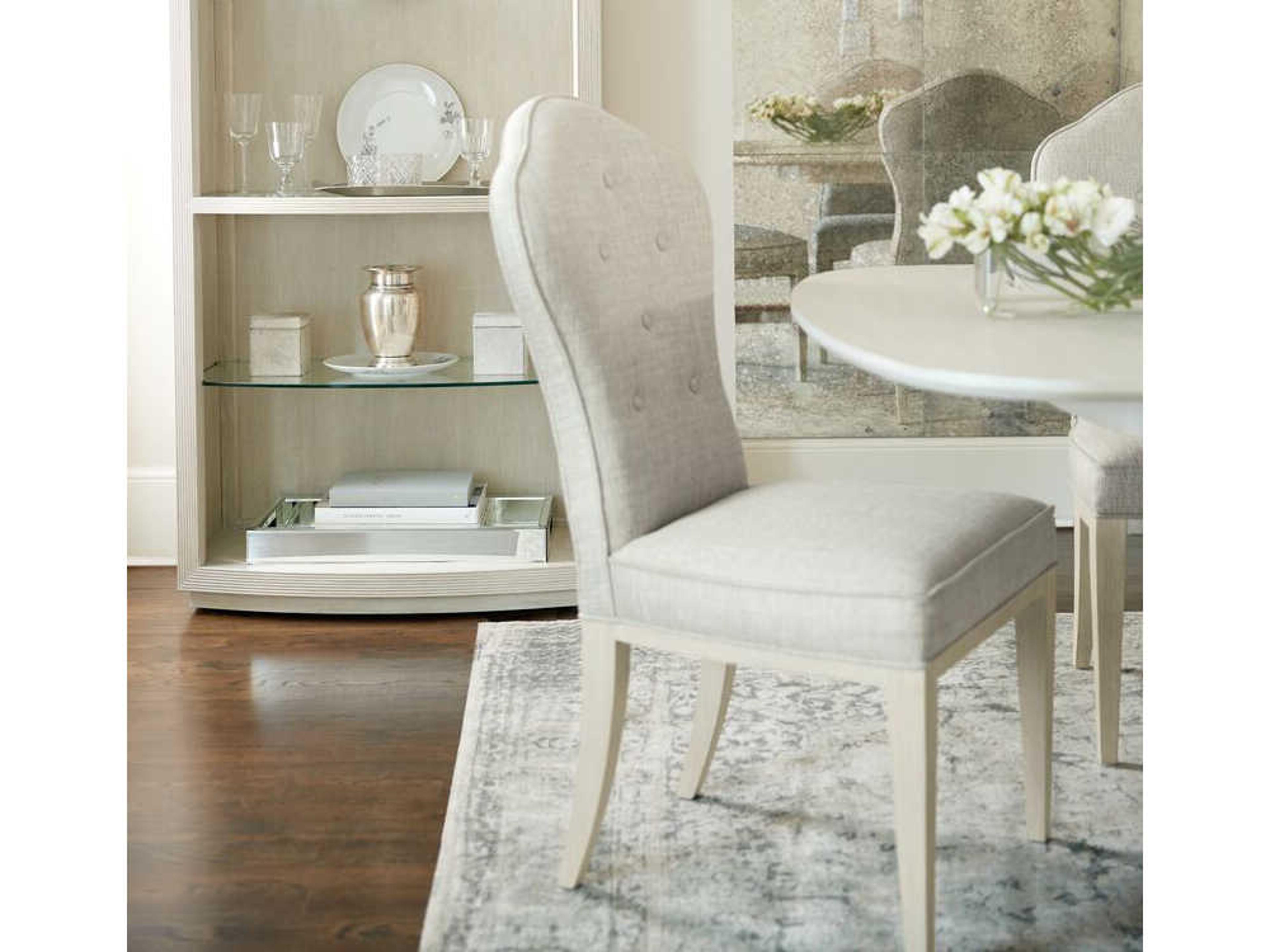 Bernhardt East Hampton Ash Wood Gray Upholstered Side Dining Chair