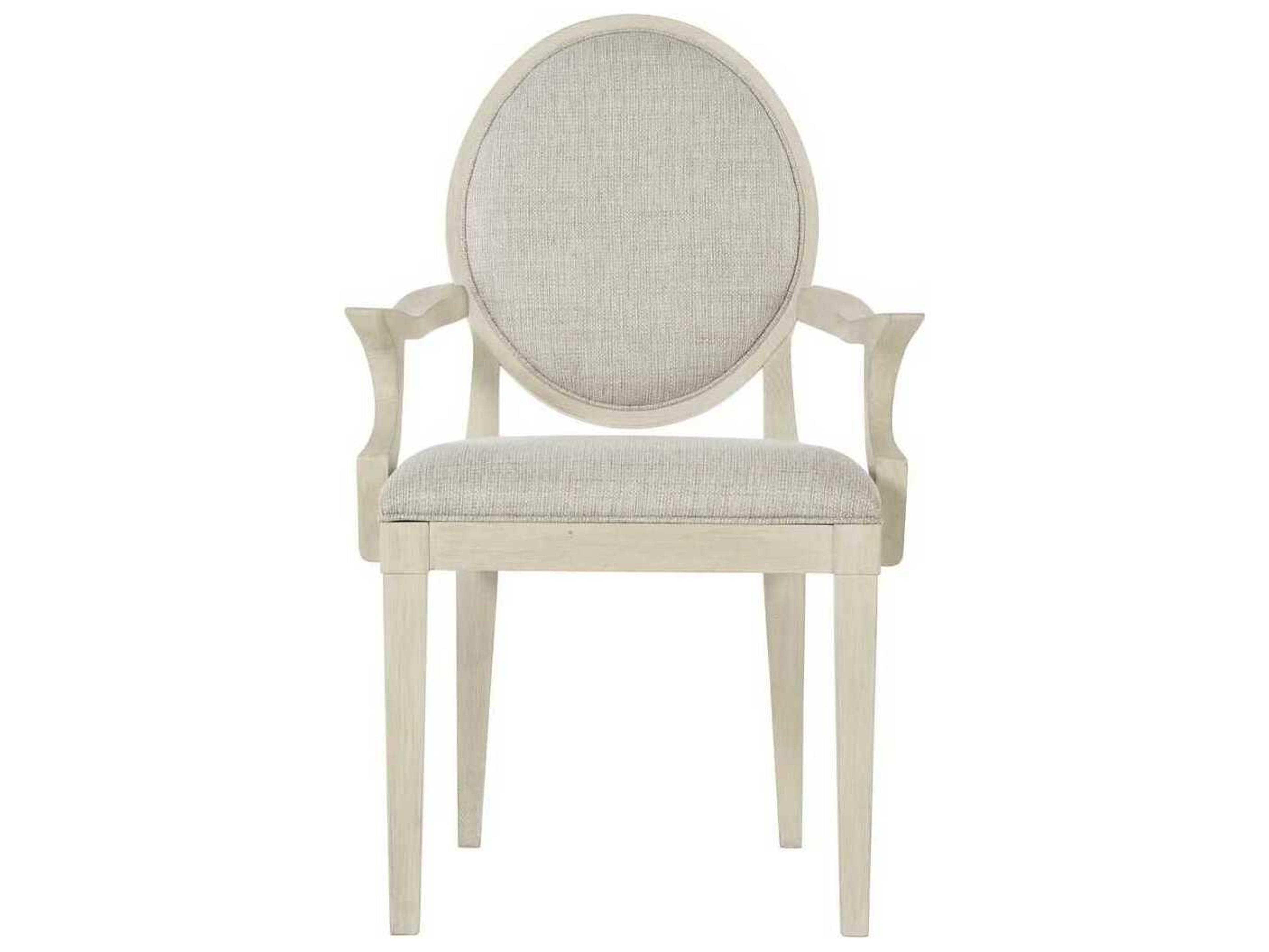 Bernhardt East Hampton Ash Wood Gray Upholstered Arm Dining Chair