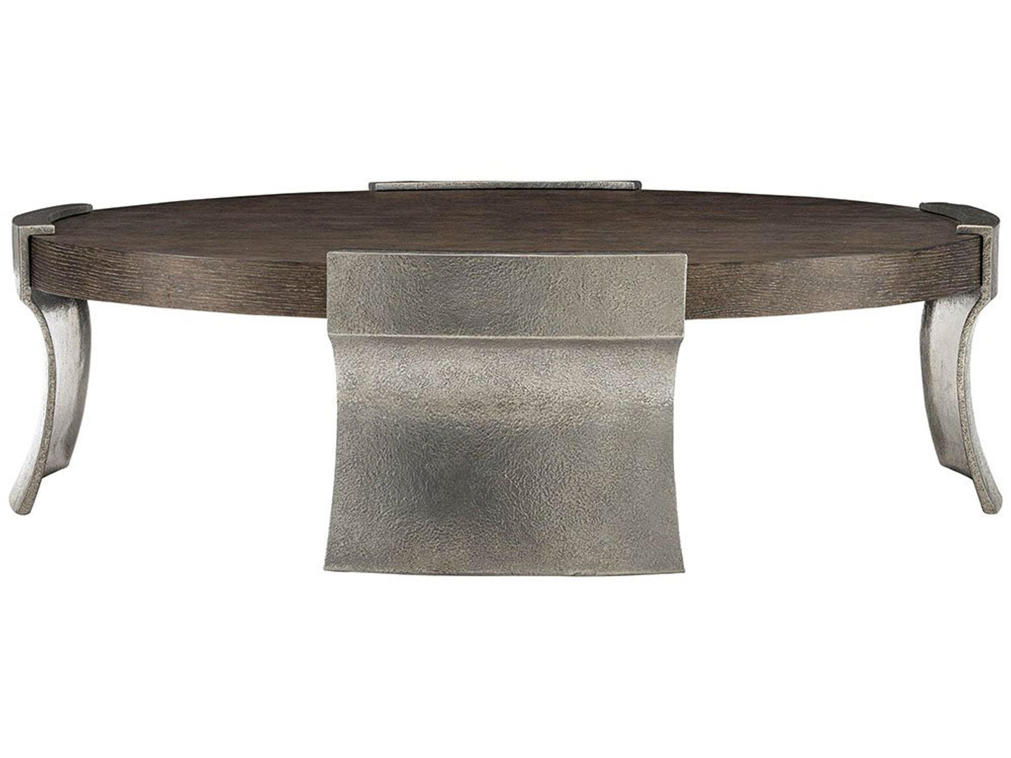 Gainsford Round Oak Cocktail Table Weathered Charcoal