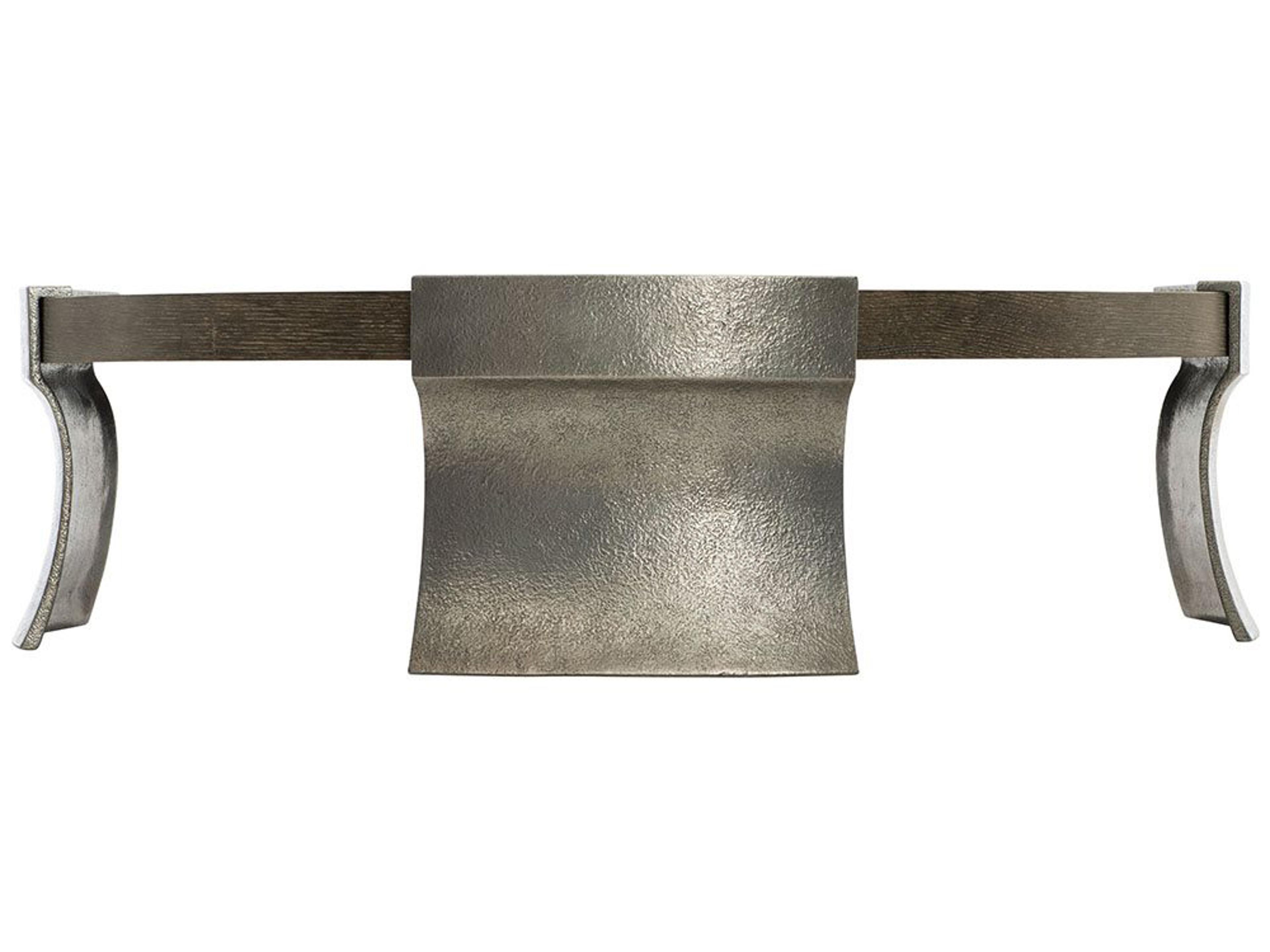 Bernhardt Gainsford Round Wood Weathered Charcoal Graphite Cocktail Table