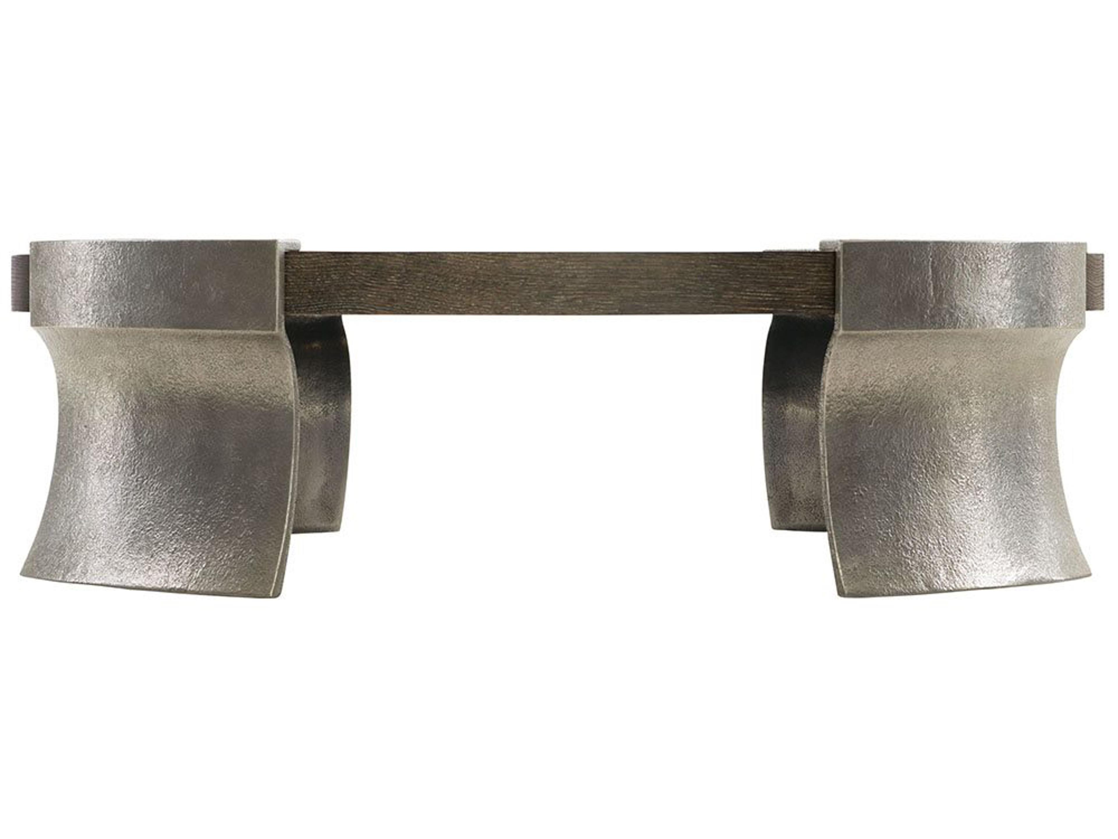 Bernhardt Gainsford Round Wood Weathered Charcoal Graphite Cocktail Table